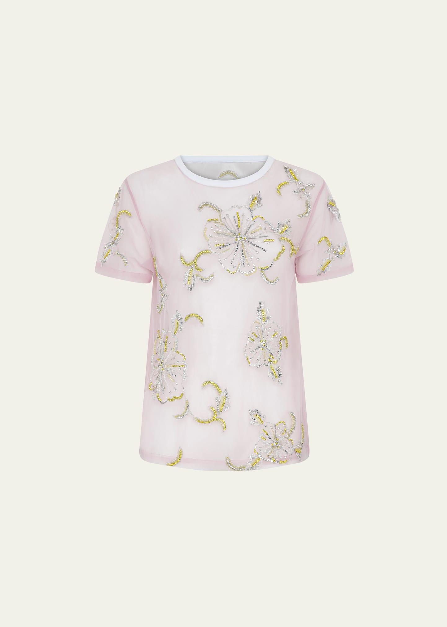 Des Phemmes Hibiscus Embroidered T-Shirt