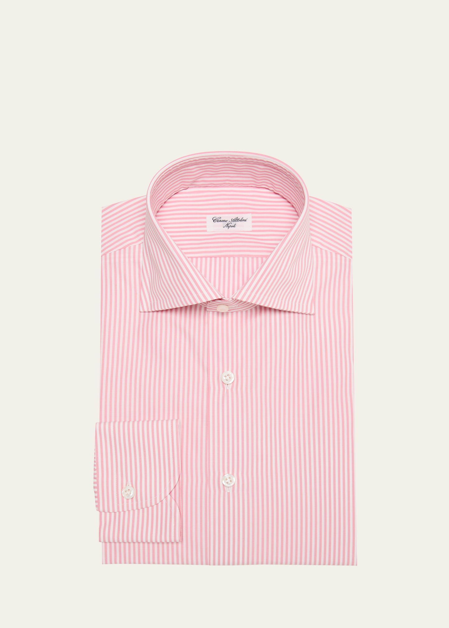 Cesare Attolini Men's Cotton Candy Stripe-print Dress Shirt In 035-pink