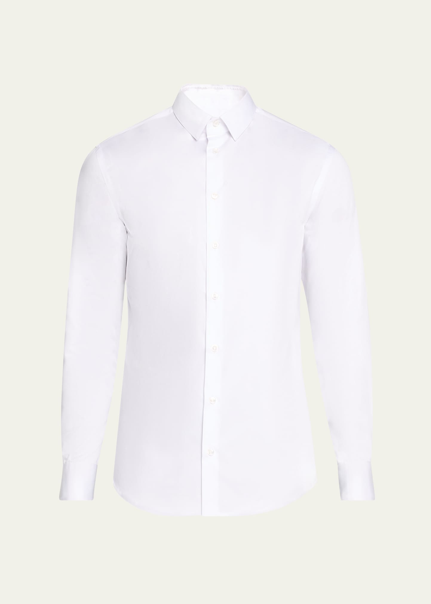 Giorgio Armani Men's Solid Cotton Sport Shirt In White