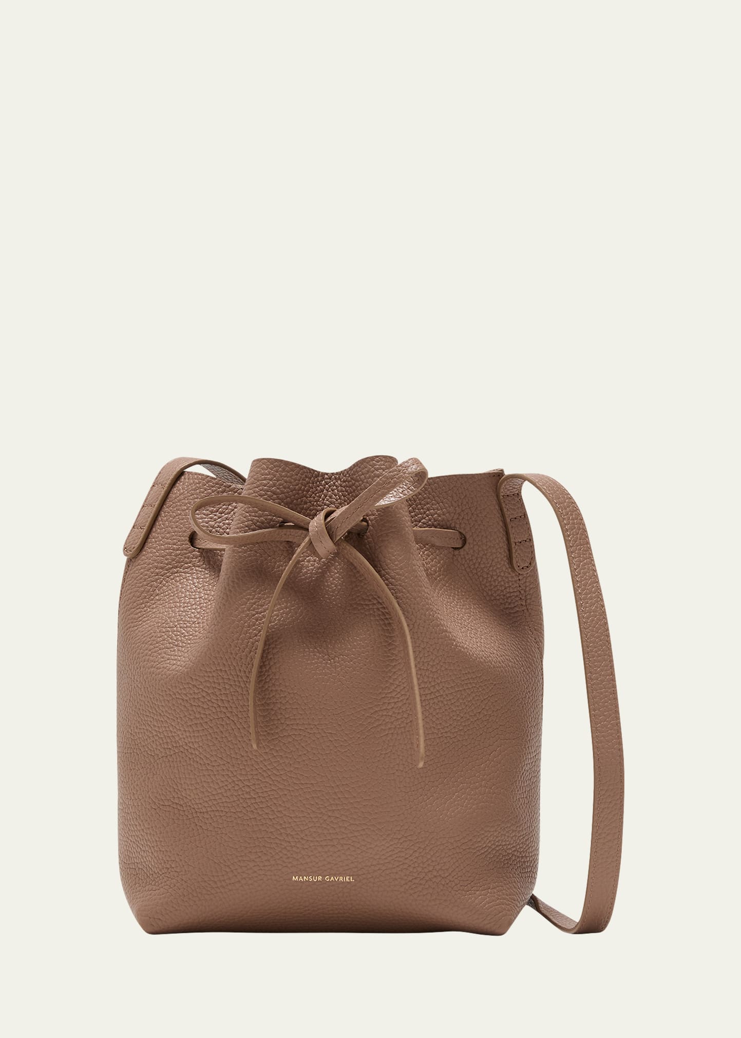 Mini Drawstring Leather Bucket Bag