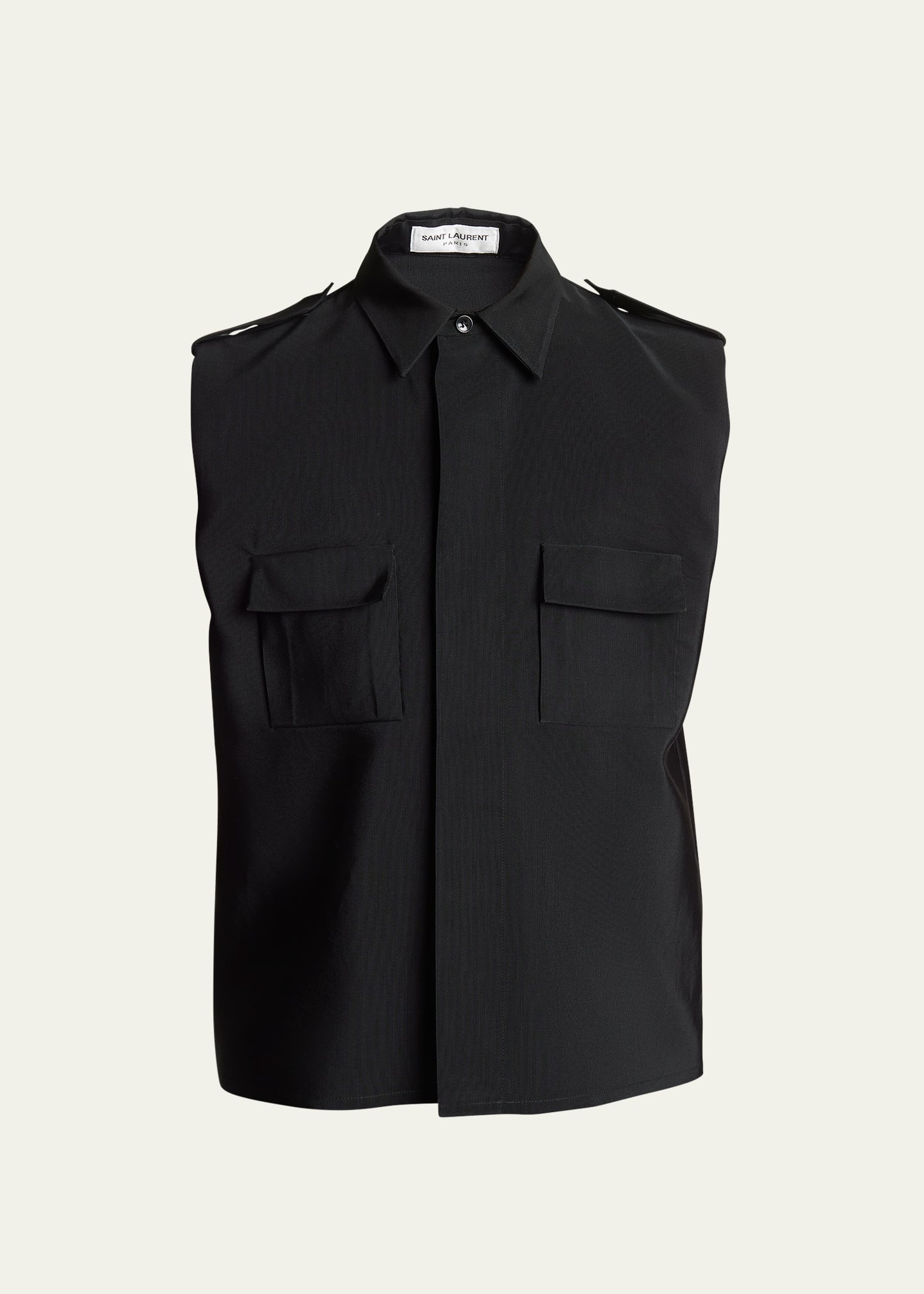 Saint Laurent Men's Sahara Sleeveless Button-down Shirt In Nero