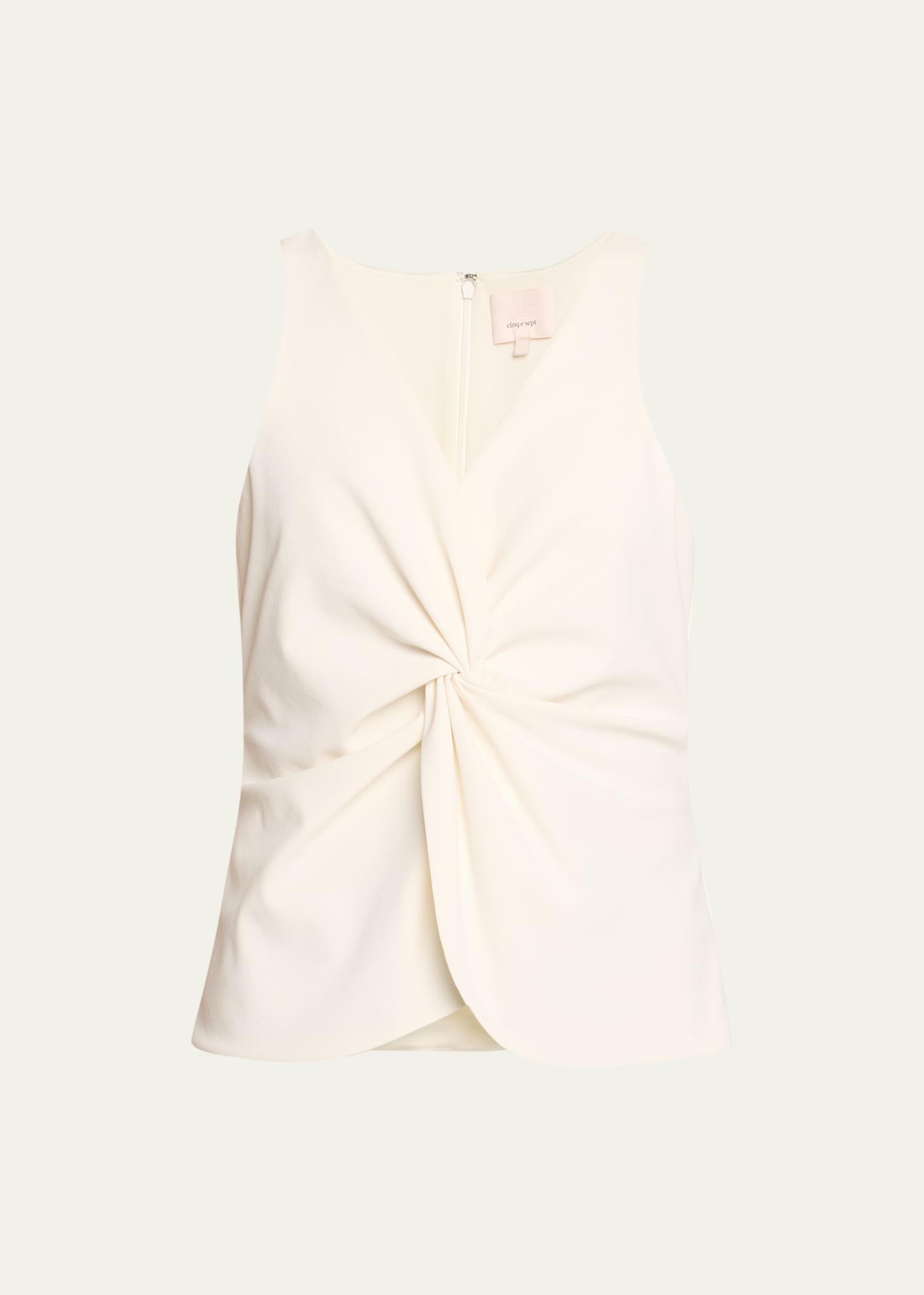 Cinq À Sept Kenna Twisted-front Sleeveless Cotton Top In Ivory
