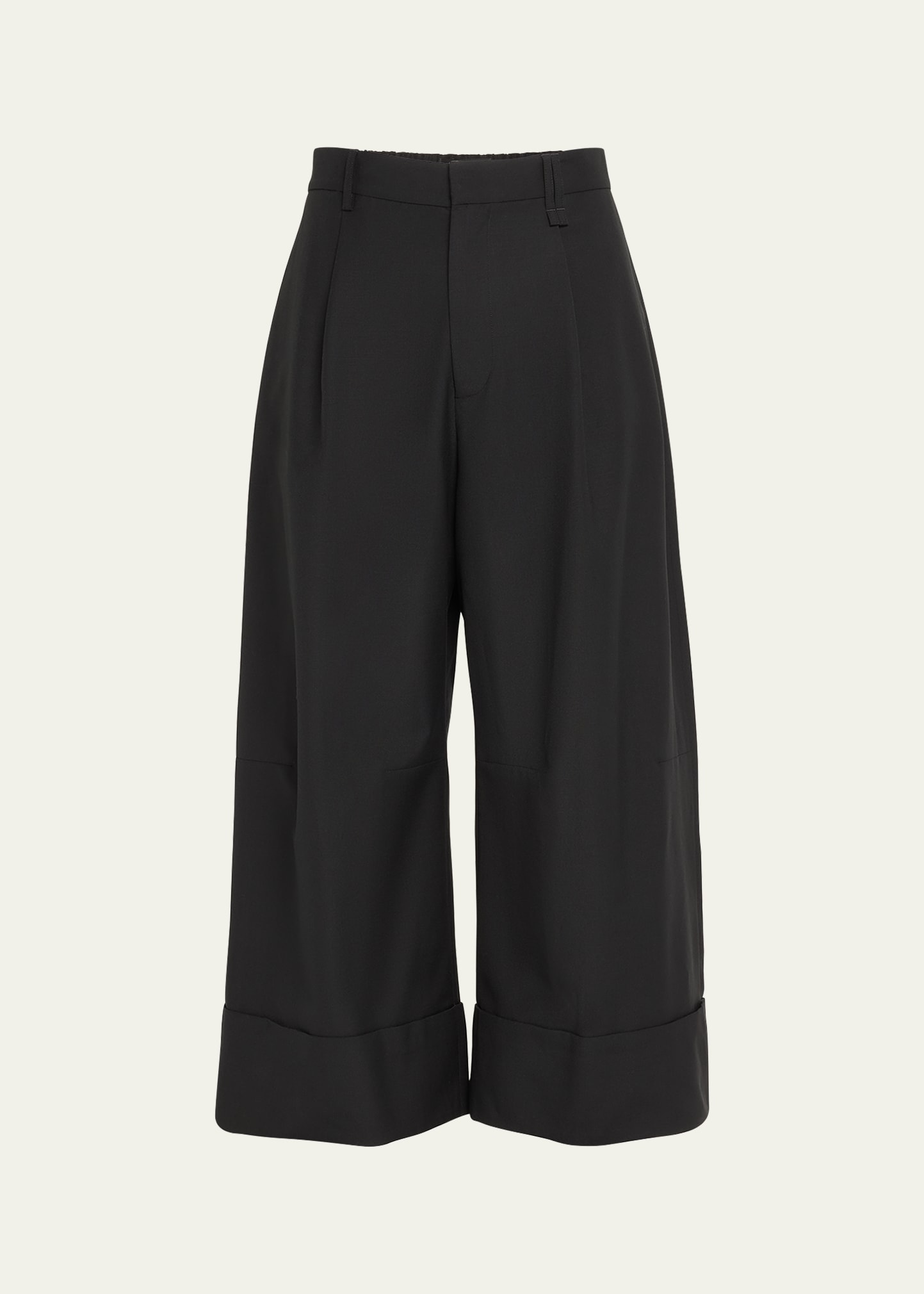 Shop Simone Rocha Men's Sculpted Wide-leg Cuffed Trousers In Black