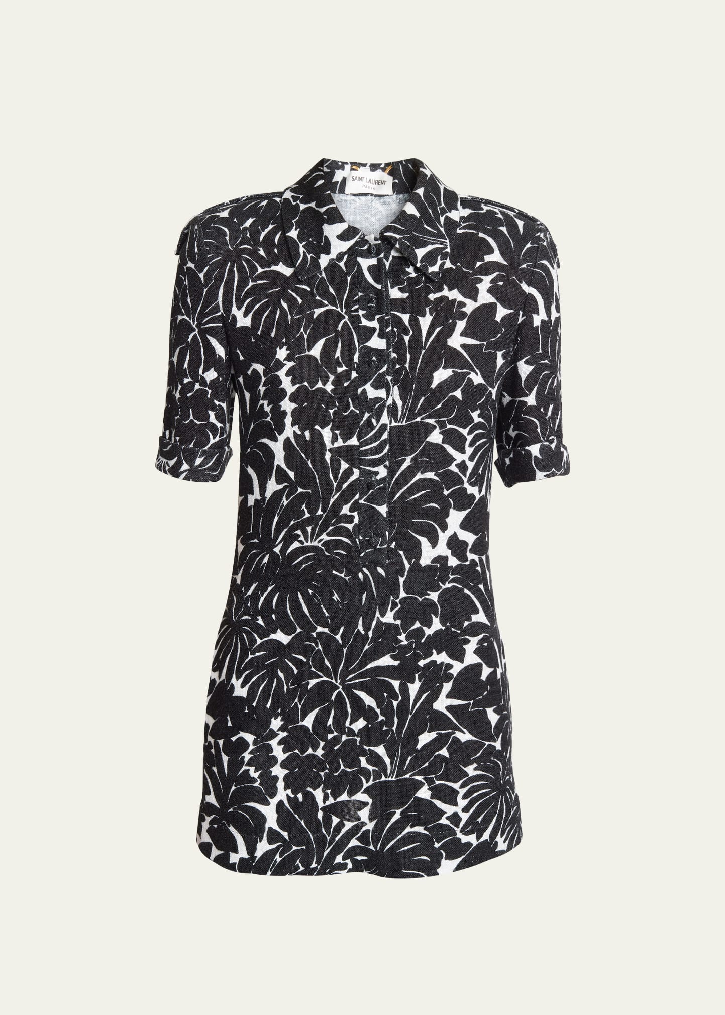 Saint Laurent Minikleid Mit Print In Jade Noir
