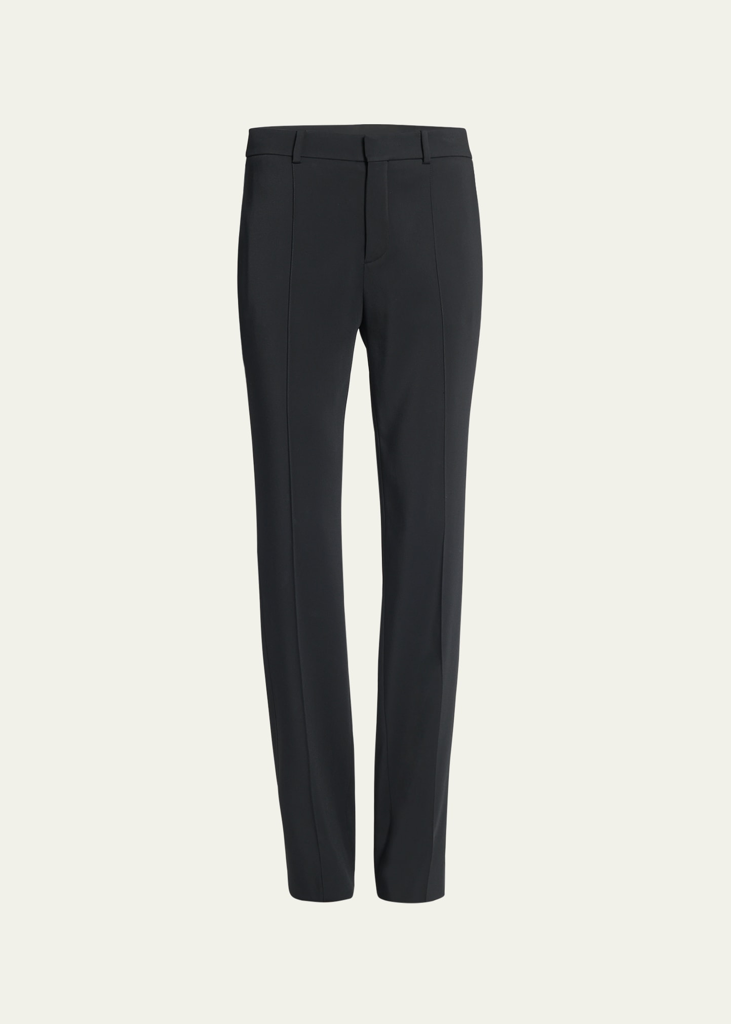 Saint Laurent Pleated Grain De Poudre Wool Straight-leg Pants In Black