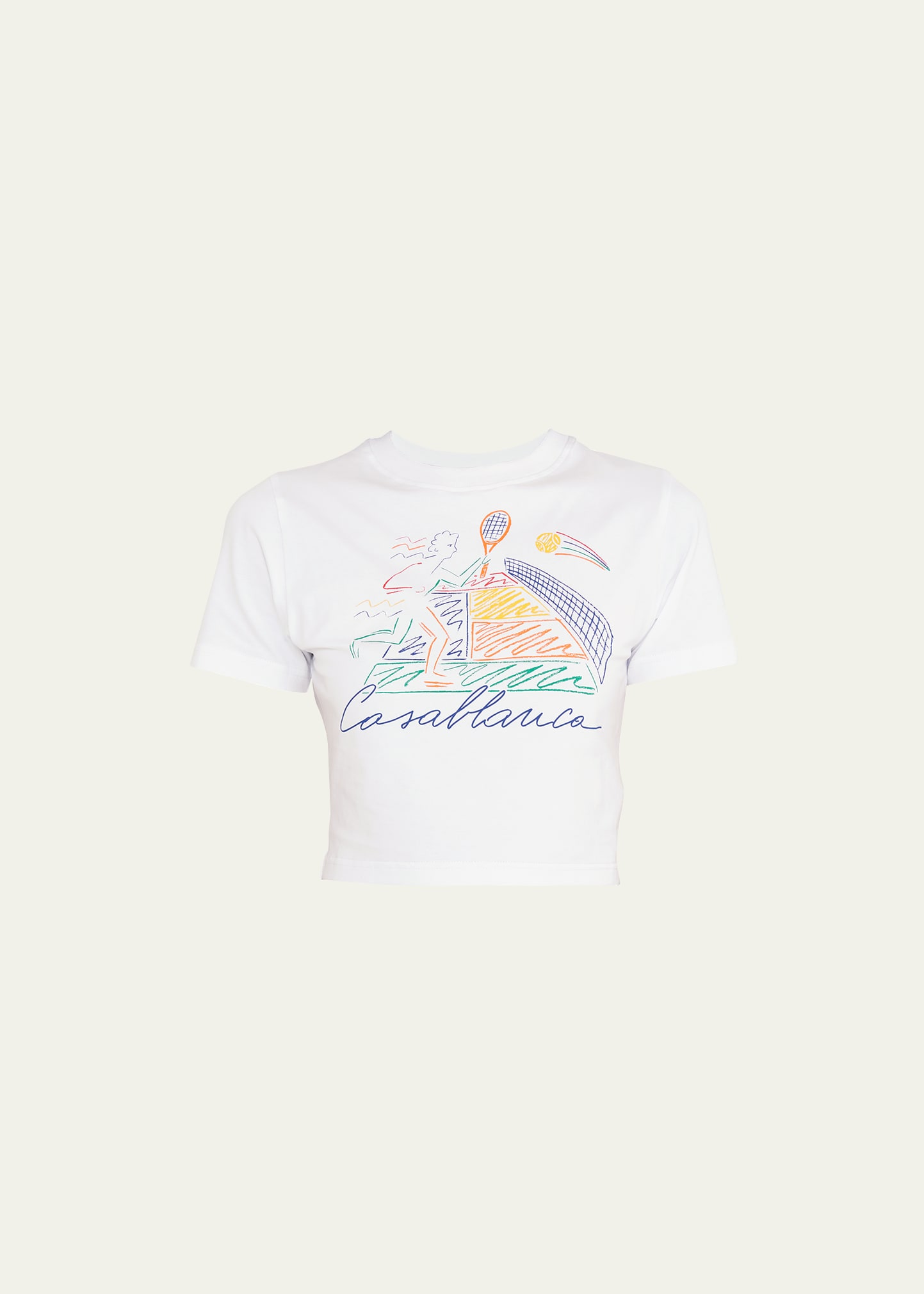 Shop Casablanca Jeu De Crayon Screen-printed Crop Baby T-shirt