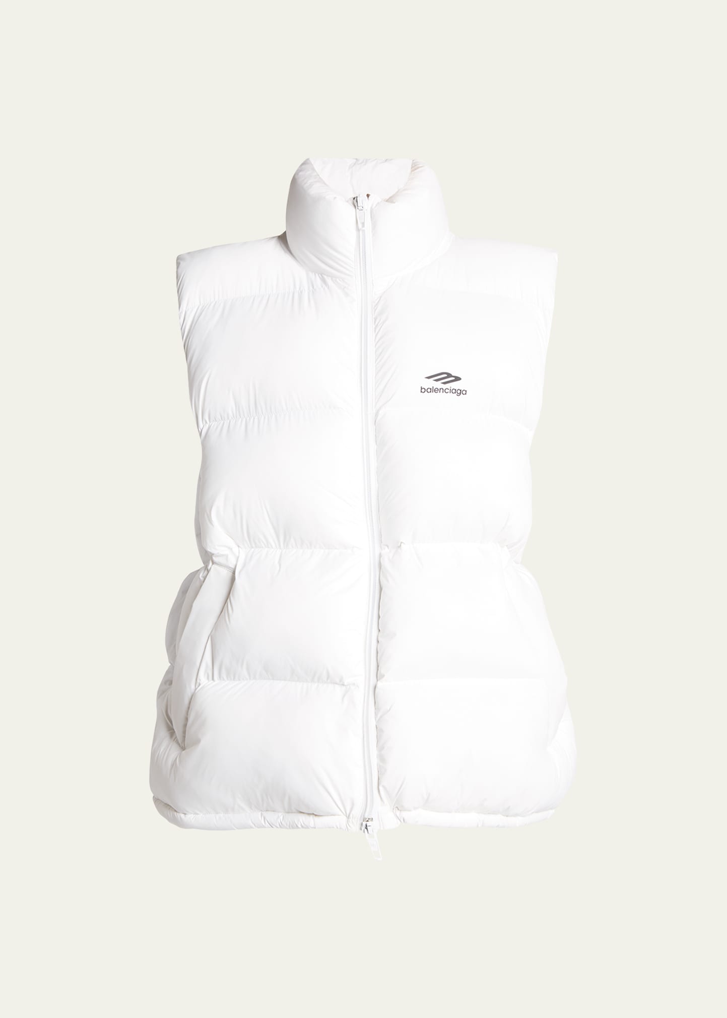 Balenciaga Logo-print Puffer Vest In Bianco