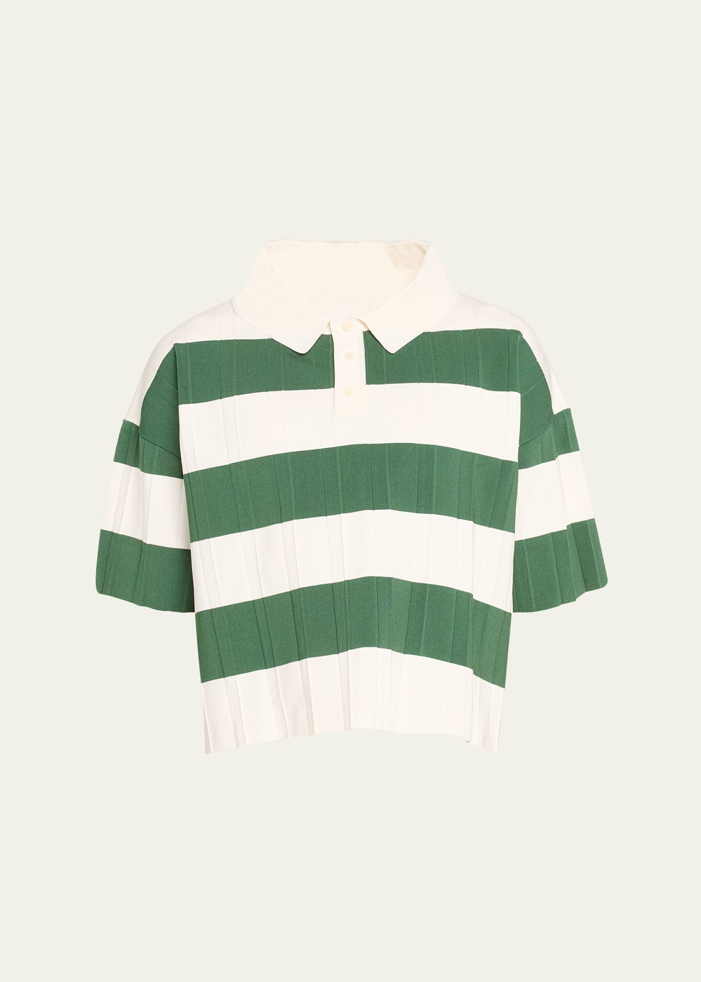 Shop Jacquemus Men's Pleated Block Stripe Polo Shirt In Multi-green