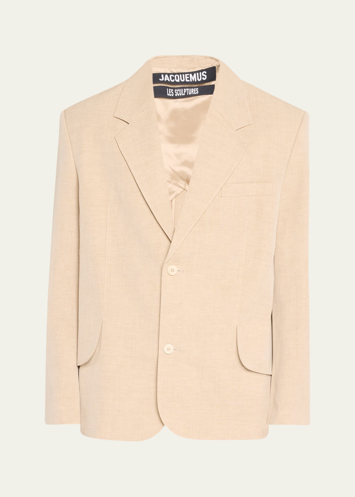 Shop Jacquemus Men's Titolo Linen-blend Sport Coat In Beige