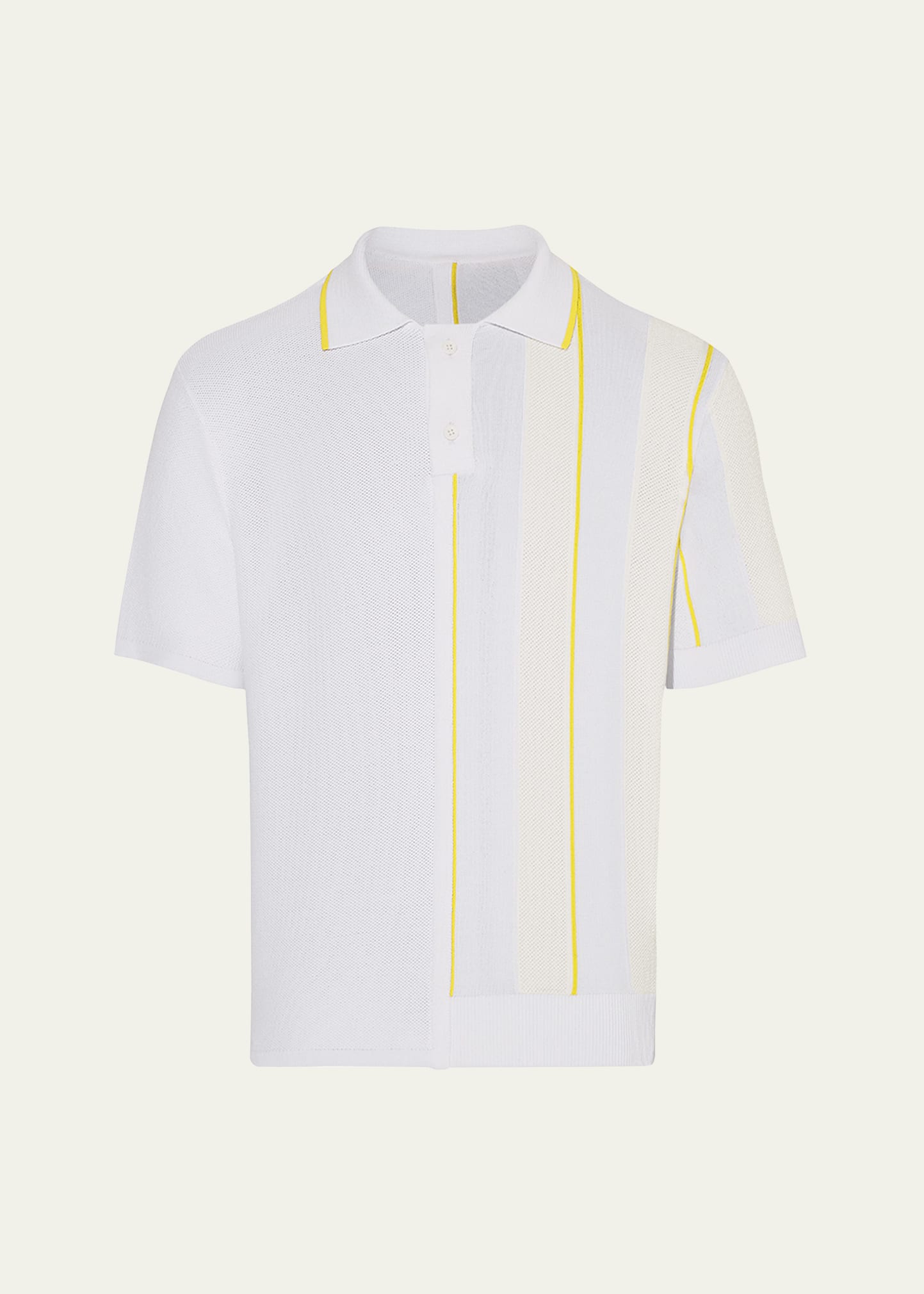Shop Jacquemus Men's Vertical Striped Polo Shirt In White