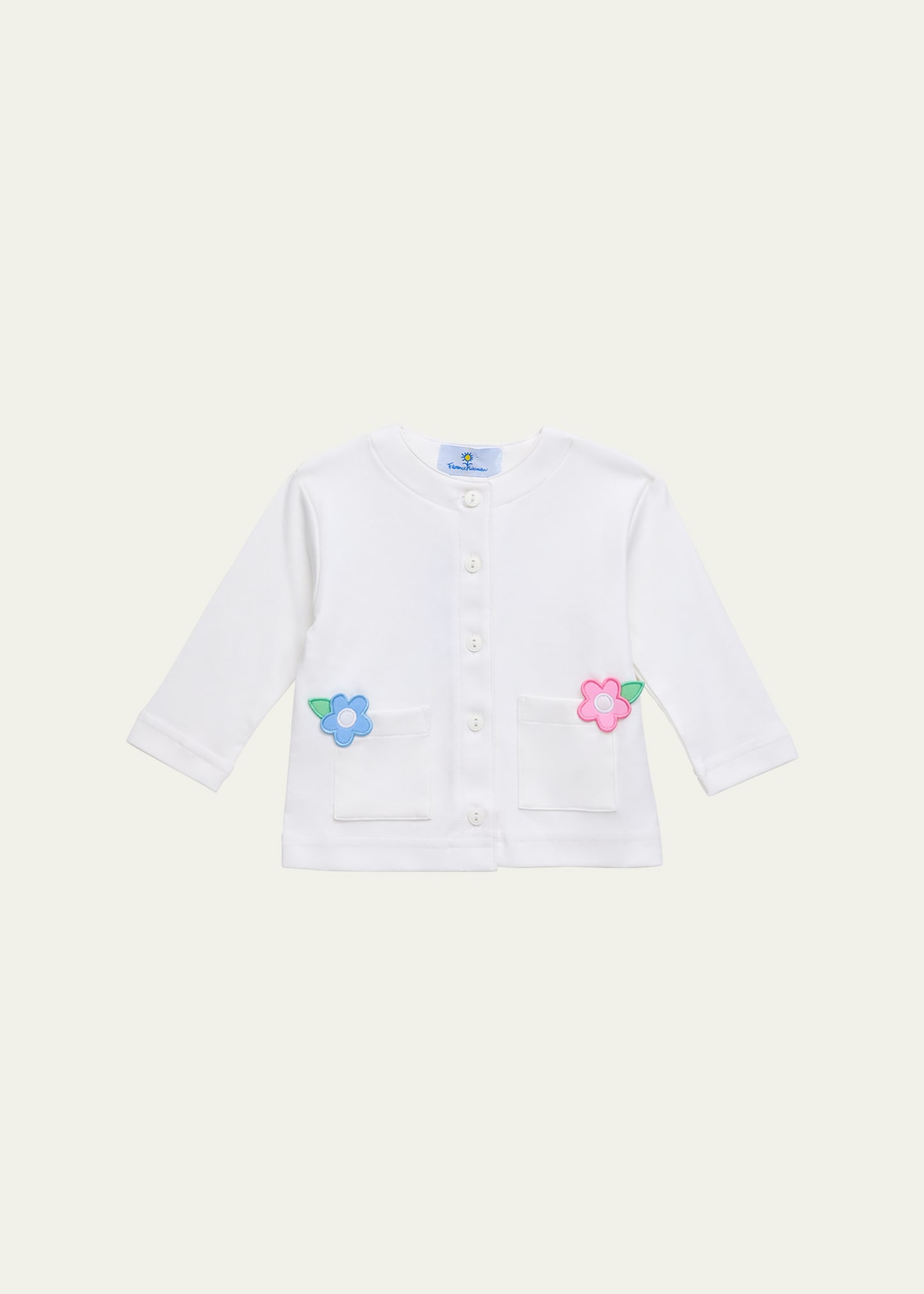 Florence Eiseman Kids' Girl's White Knit Cardigan With Flowers