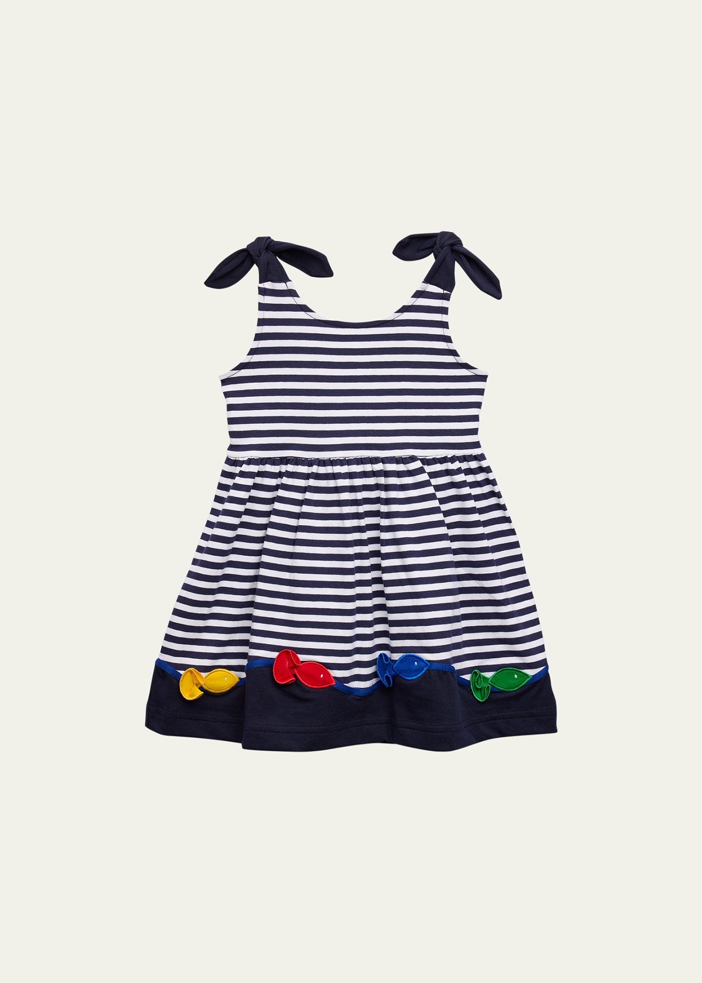 Girl's Striped Knit Dress with Fish