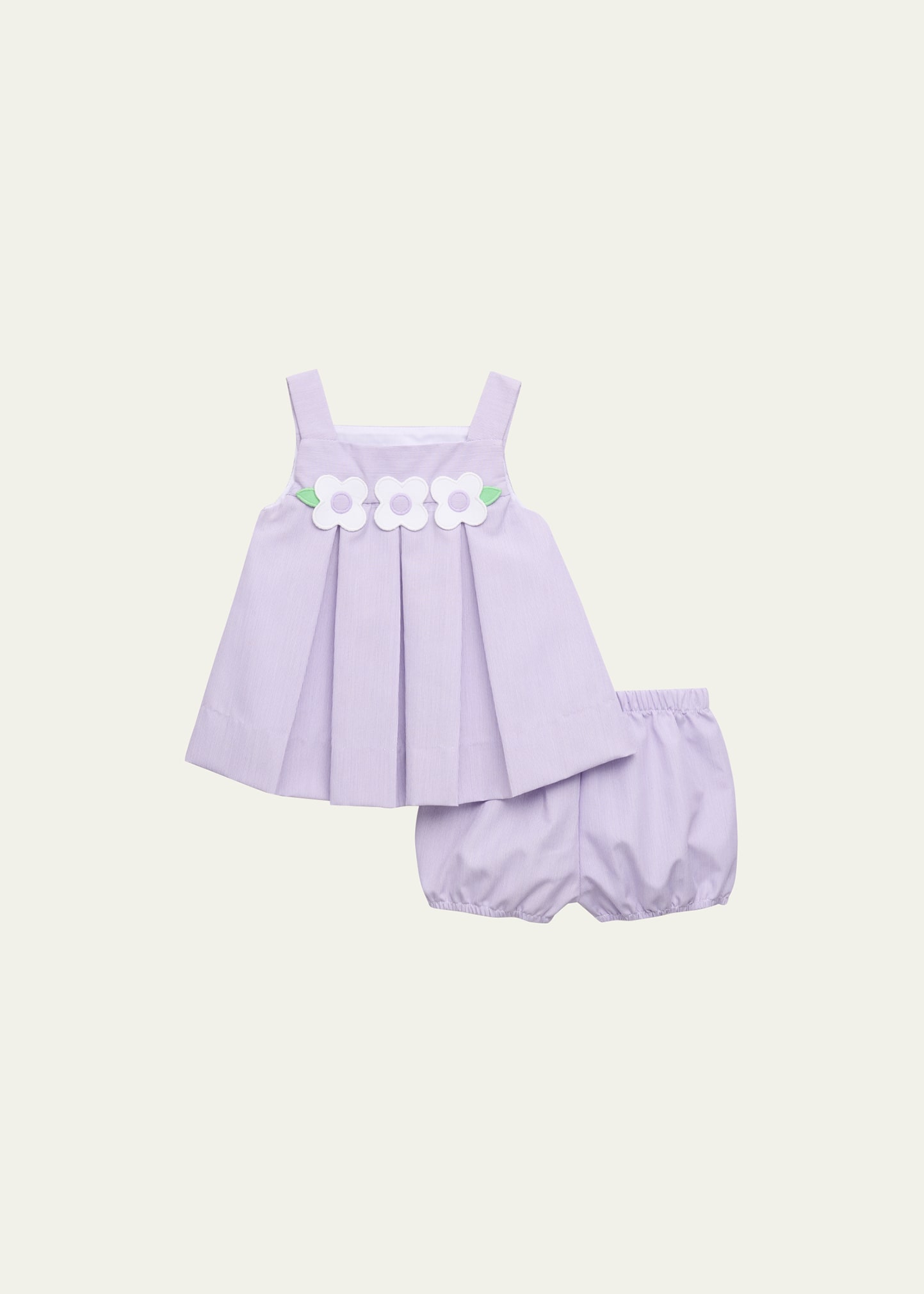 Florence Eiseman Kids' Girl's Pincord Flower Dress And Bloomers In Lavender