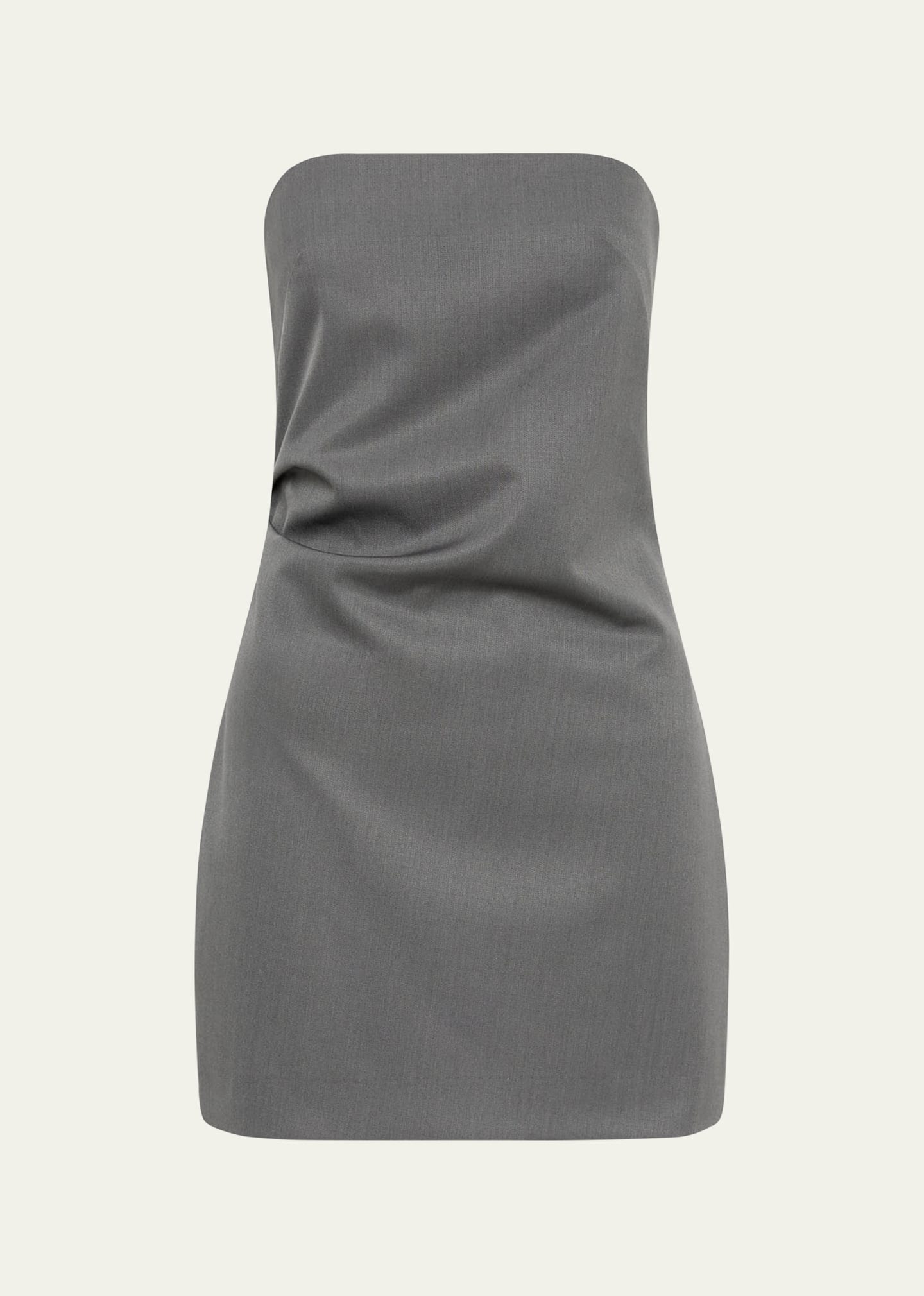 Shop St Agni Strapless Tuck Mini Dress In Pewter Grey