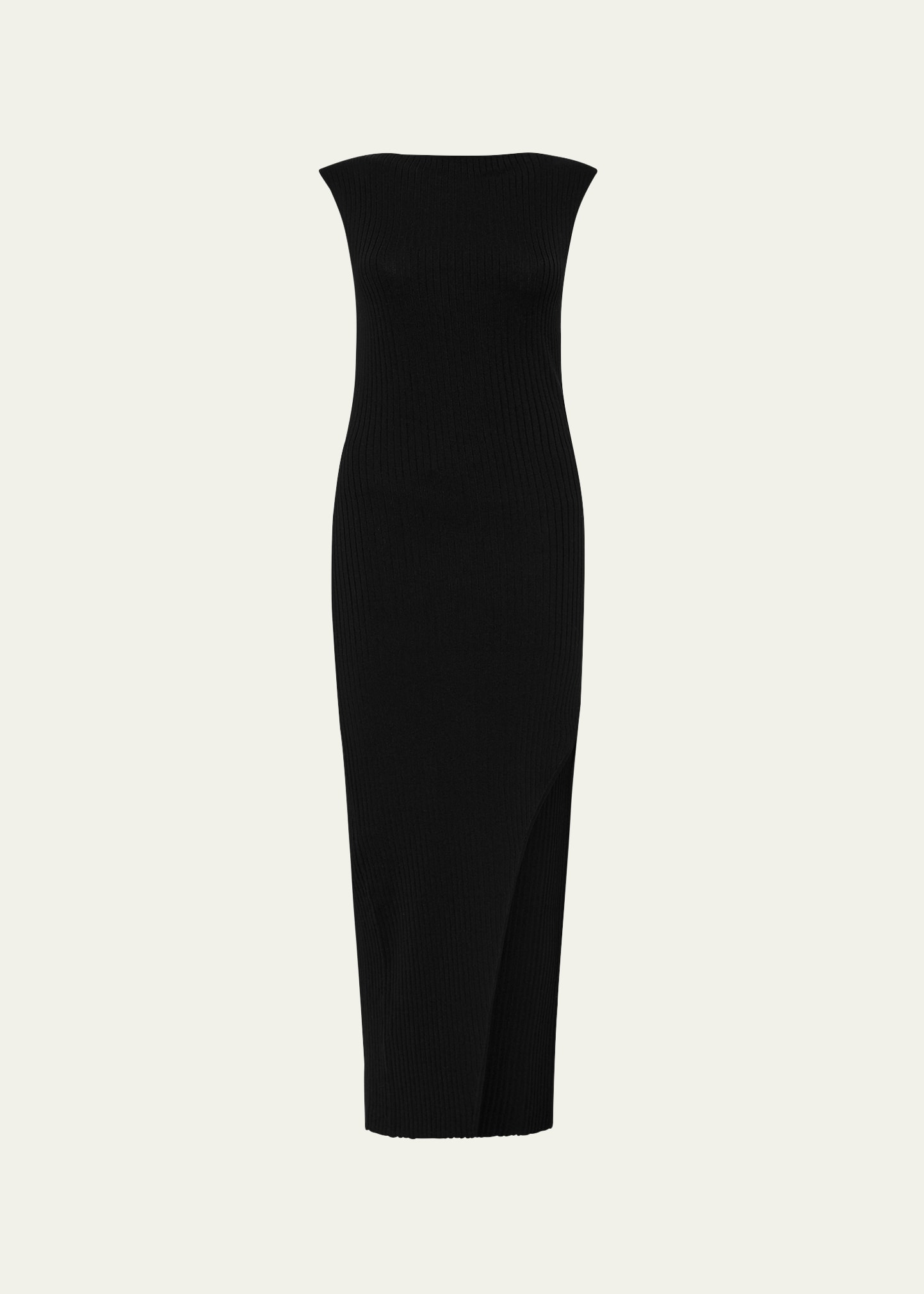 Shop St Agni Cut-away Rib-knit Midi Dress In Black
