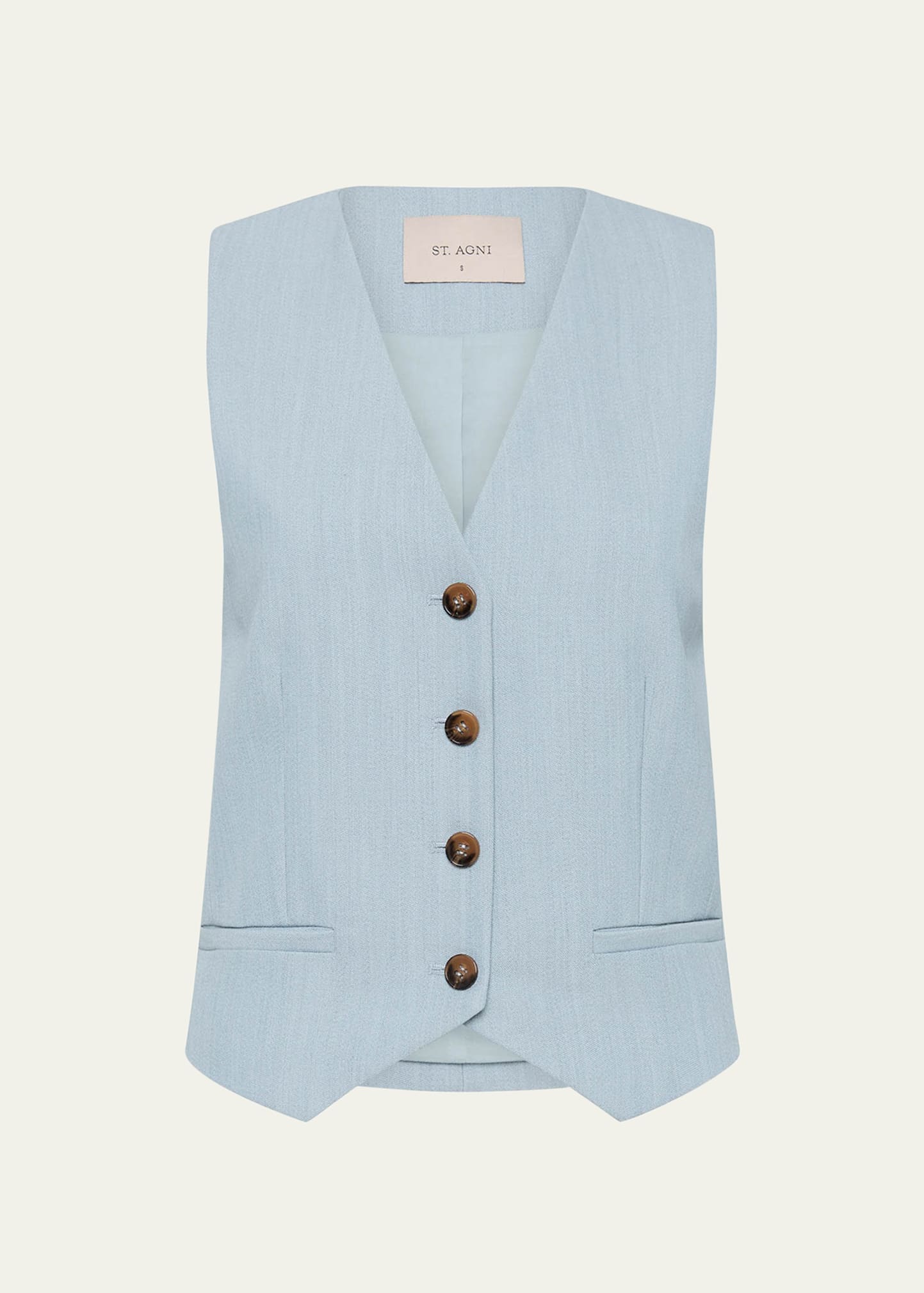 Shop St Agni Carter Wool-blend Vest In Stone Blue