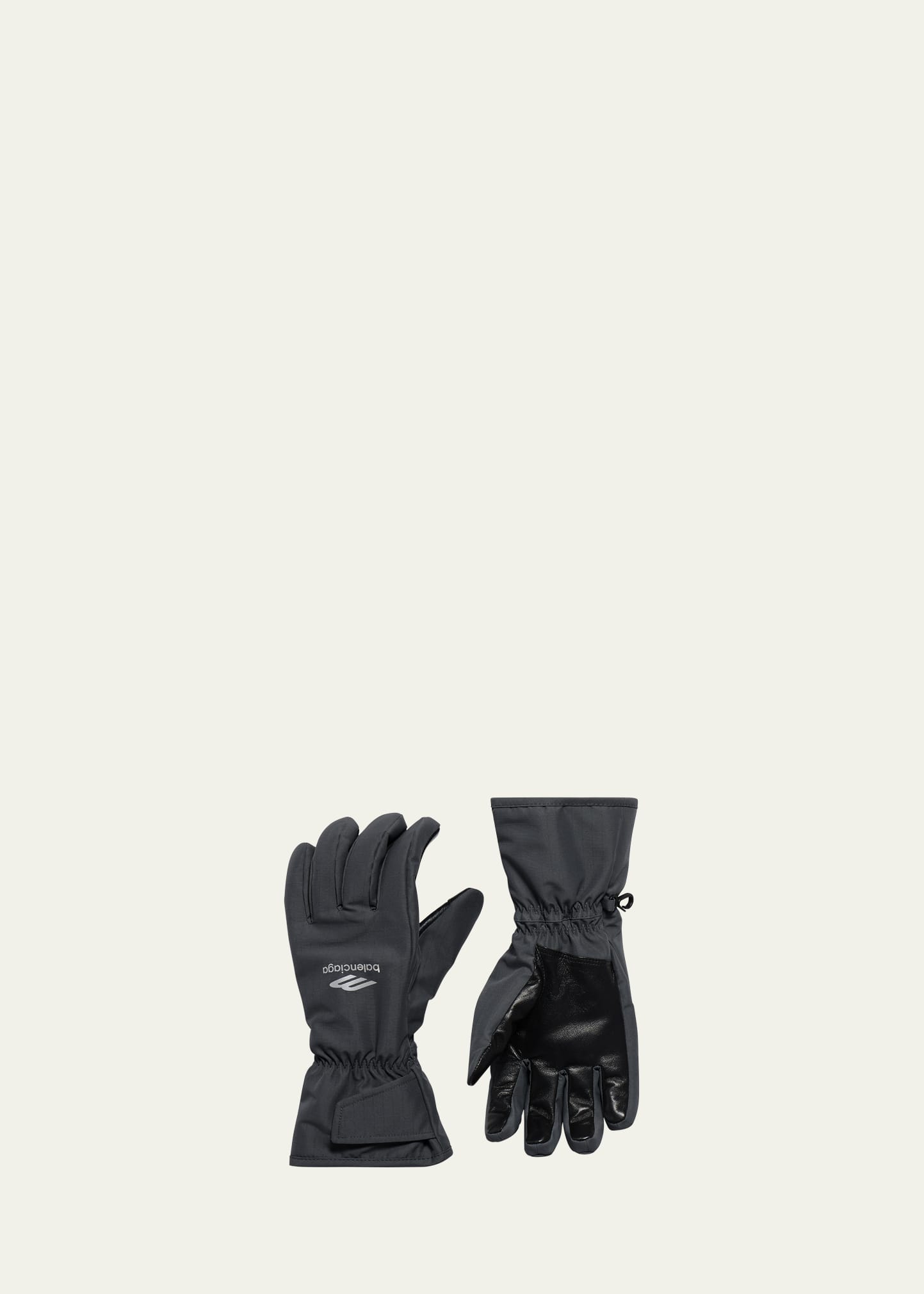 Balenciaga Men's 3b Sports Icon Nylon And Leather Ski Gloves In Noir