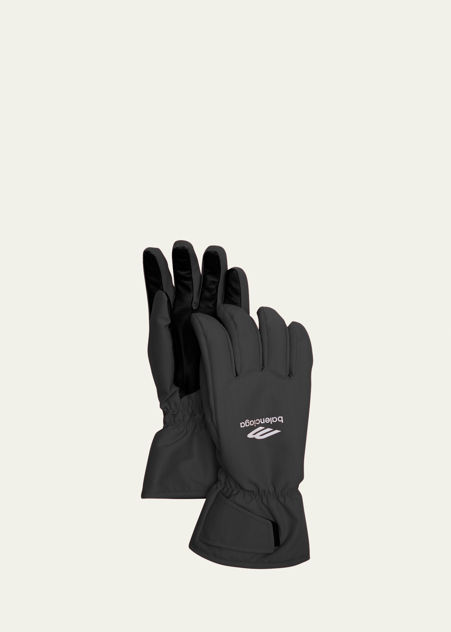 Balenciaga Men's 3b Sports Icon Nylon And Leather Ski Gloves In Noir