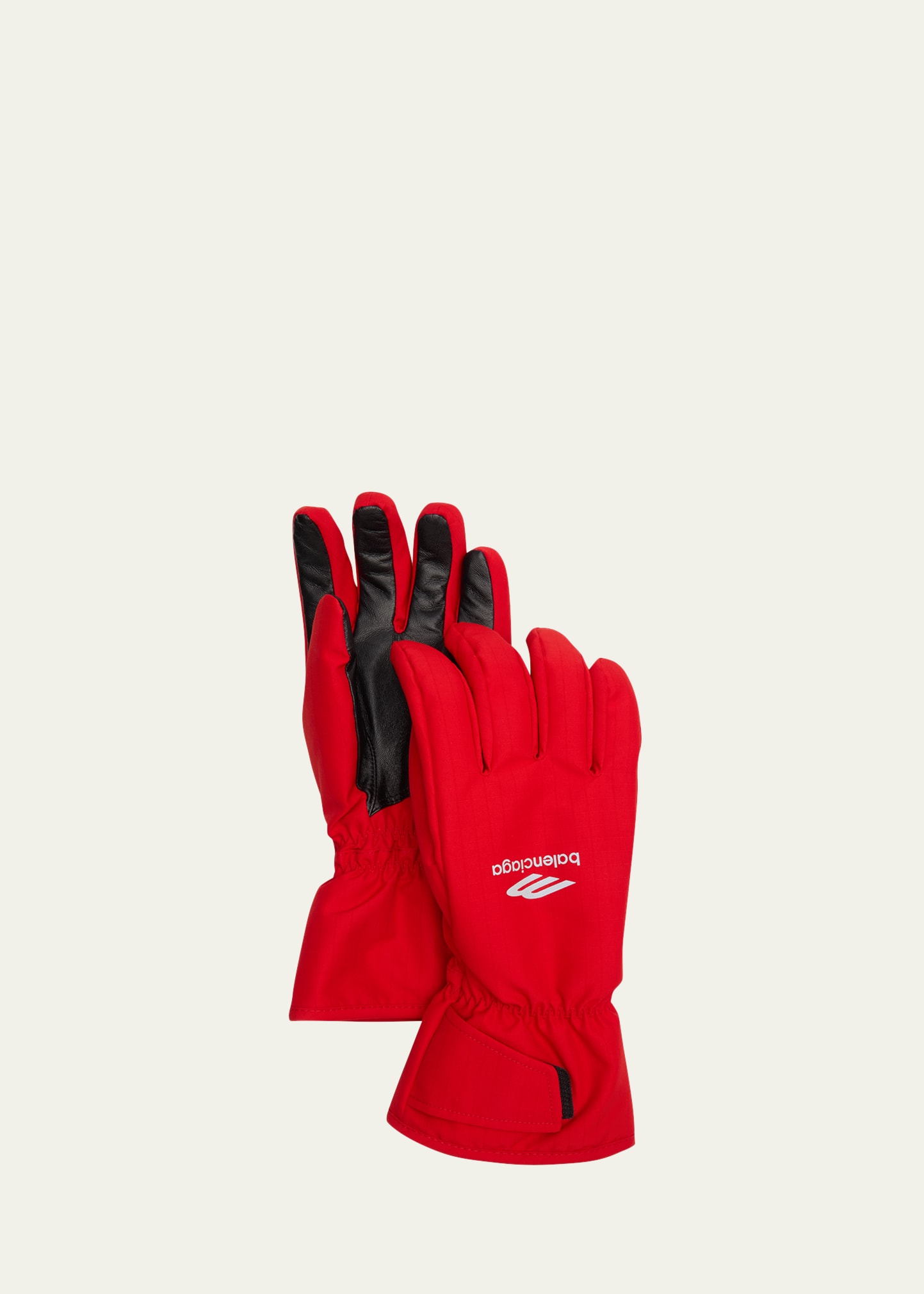 Shop Balenciaga Men's 3b Sports Icon Nylon And Leather Ski Gloves In Red