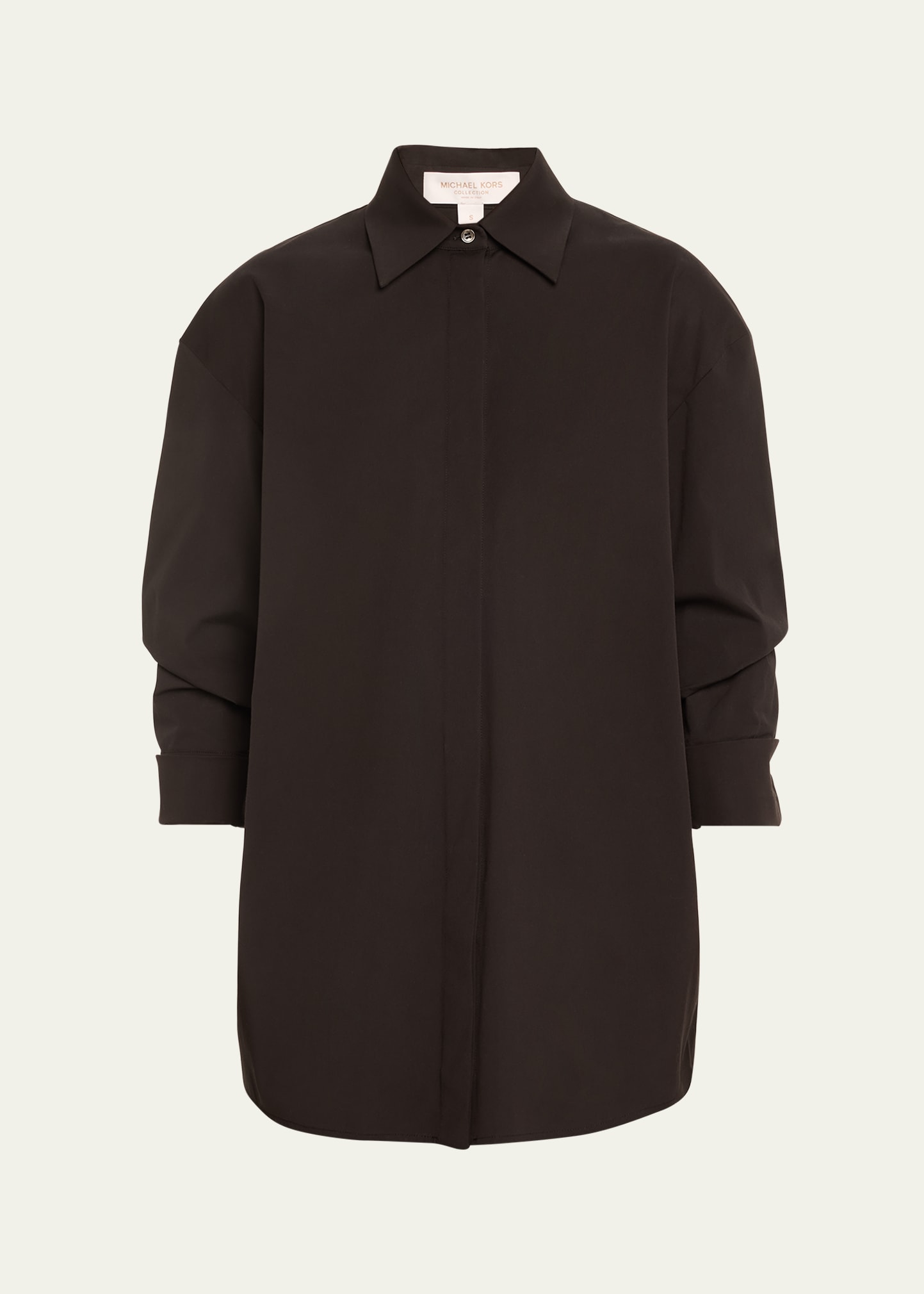 Shop Michael Kors Taffeta Boyfriend Button-front Shirt In Black