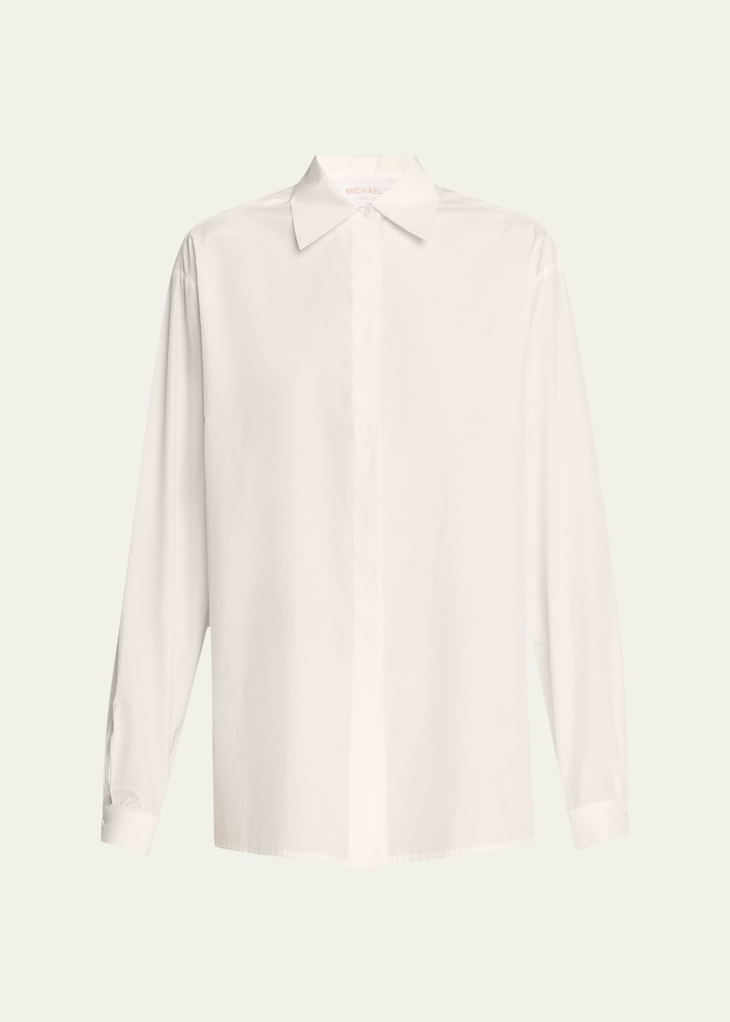 Shop Michael Kors Taffeta Boyfriend Button-front Shirt In Optic Whit