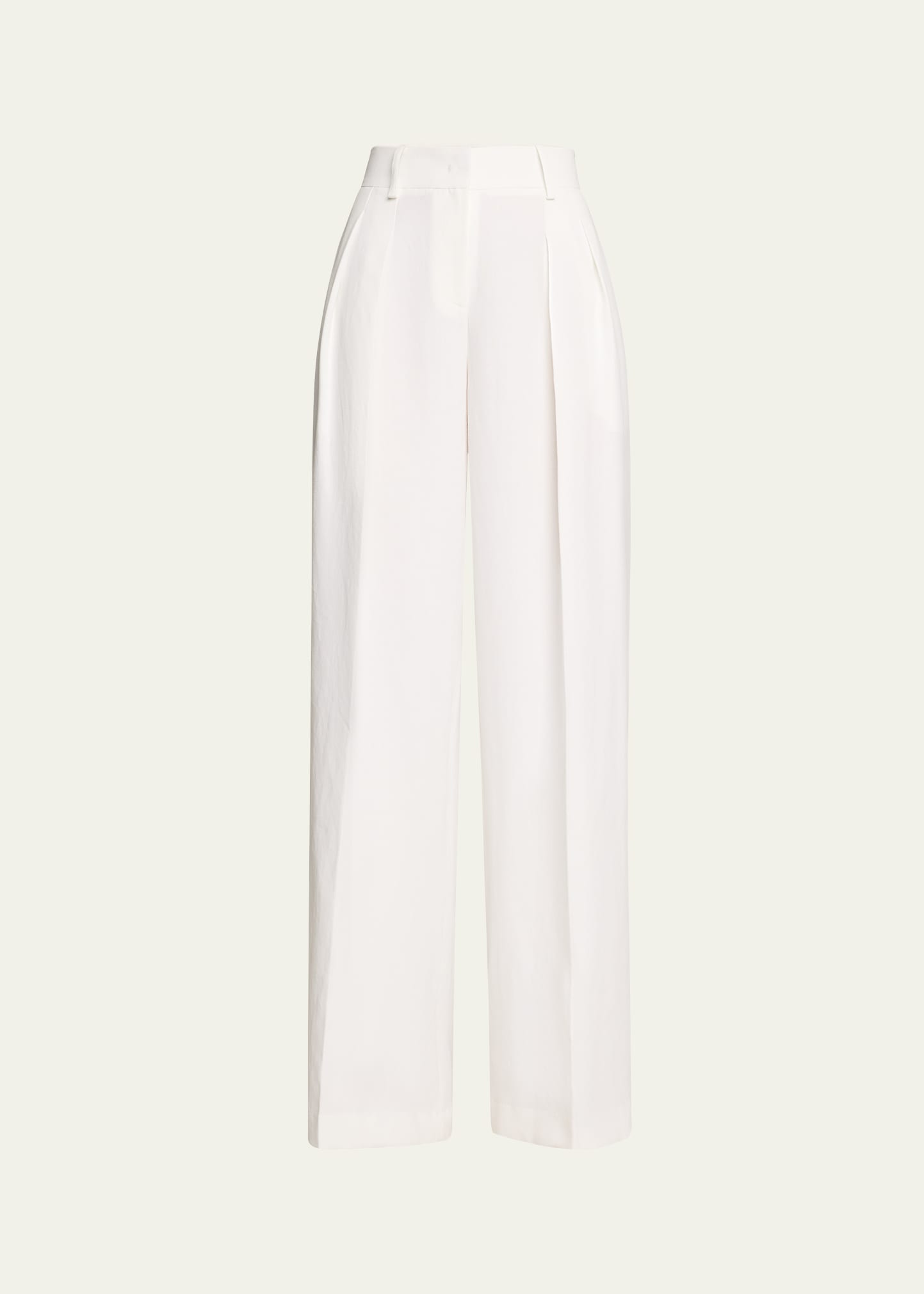 Shop Michael Kors Sandwashed Linen Pleated Slouch Trousers In Optic Whit