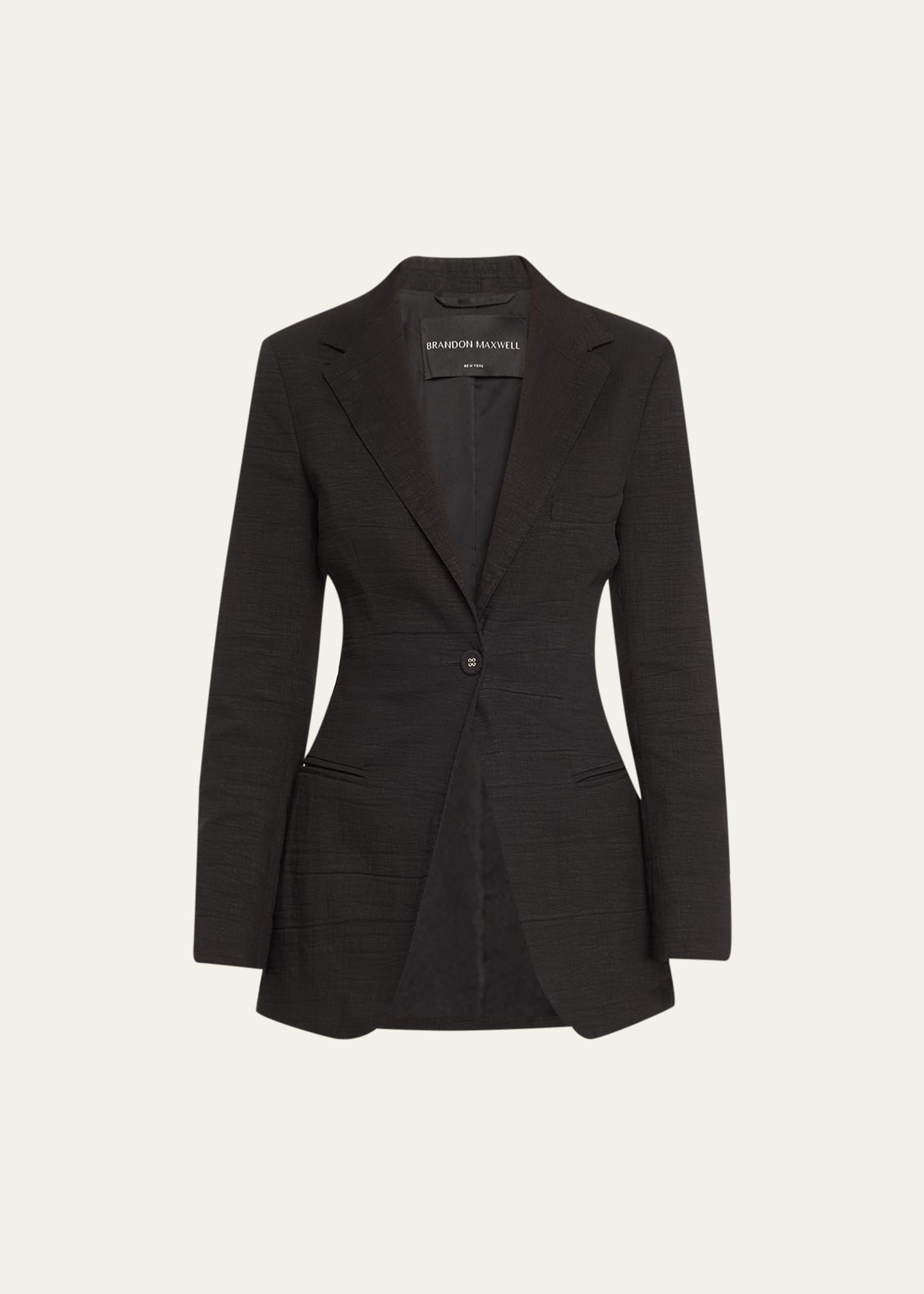 Brandon Maxwell The Jemma Linen-blend Blazer Jacket In Black