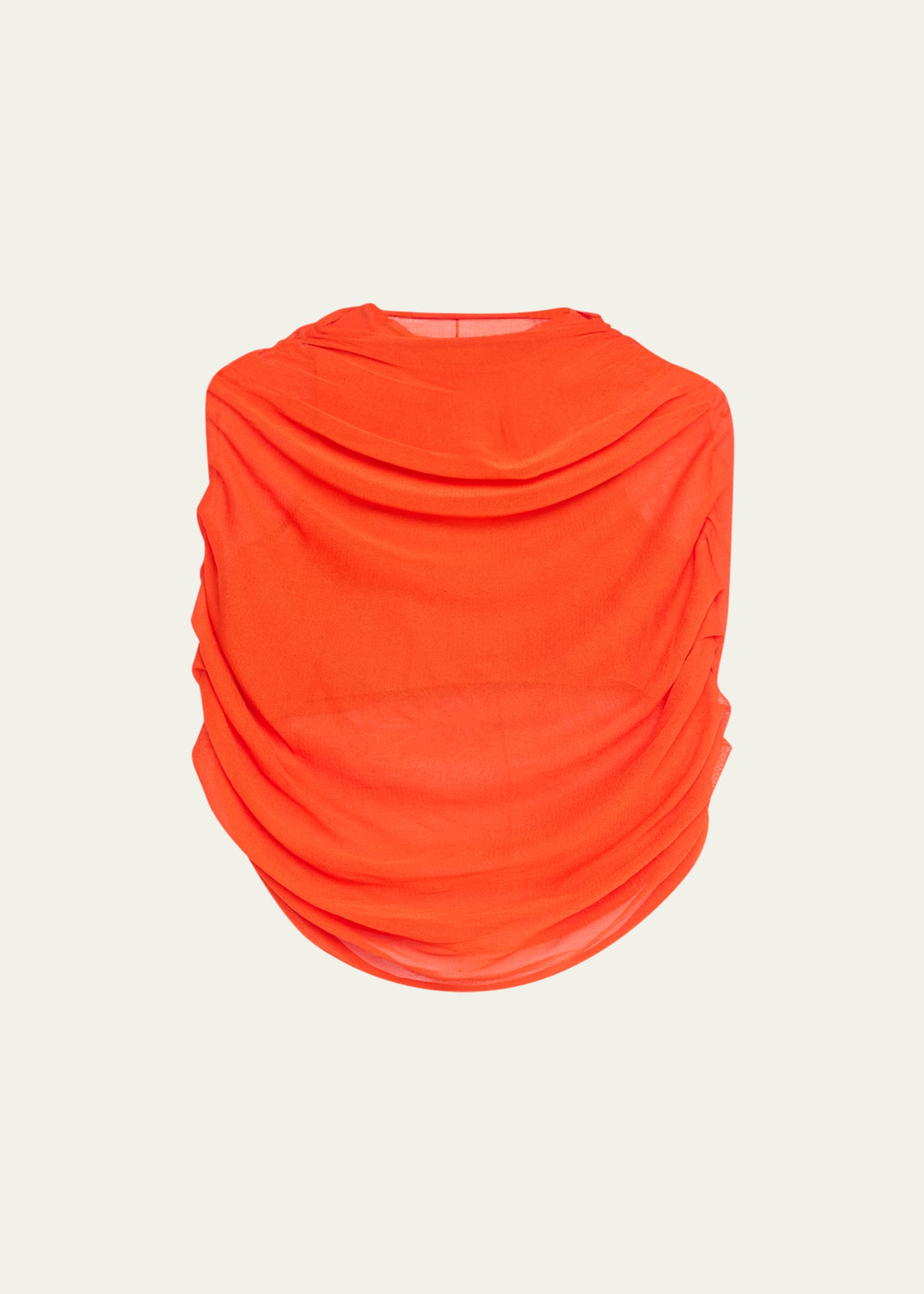 Brandon Maxwell The Lyra Shirred Knit Top In Red Orange