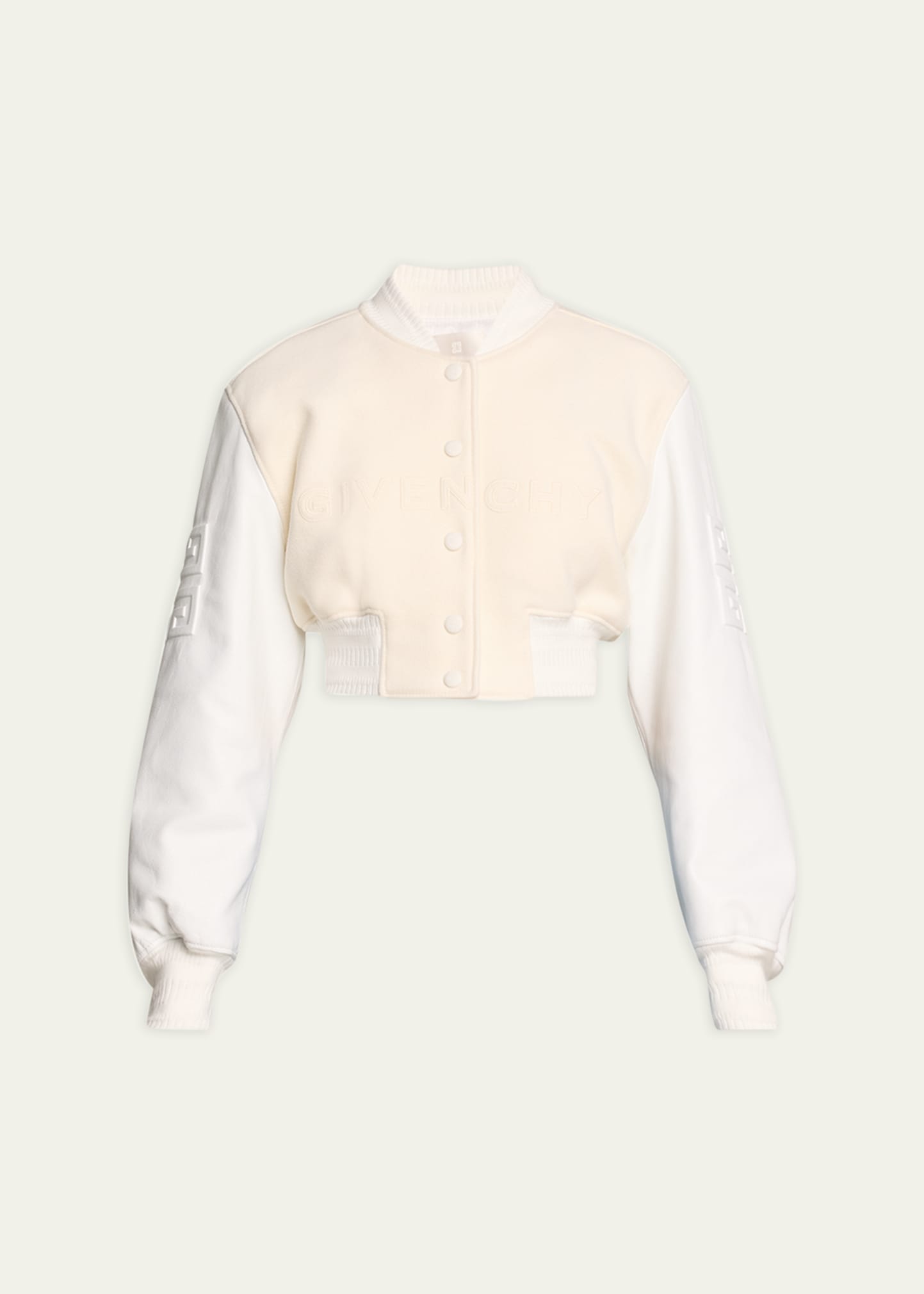 Givenchy Women's Cropped Varsity Jacket In Wool And Leather In White