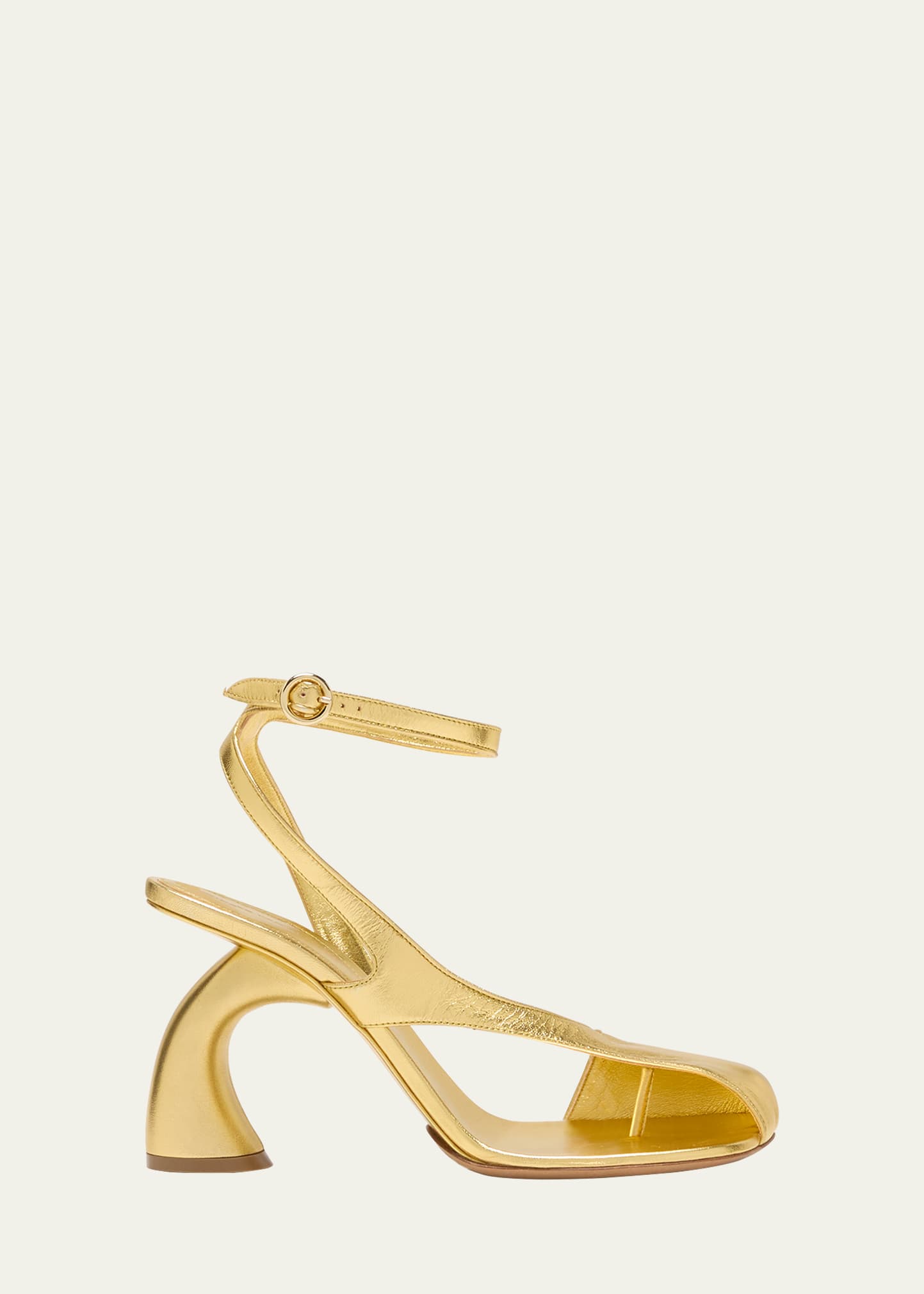 Dries Van Noten Asymmetrical Metallic Ankle-strap Sandals In Gold