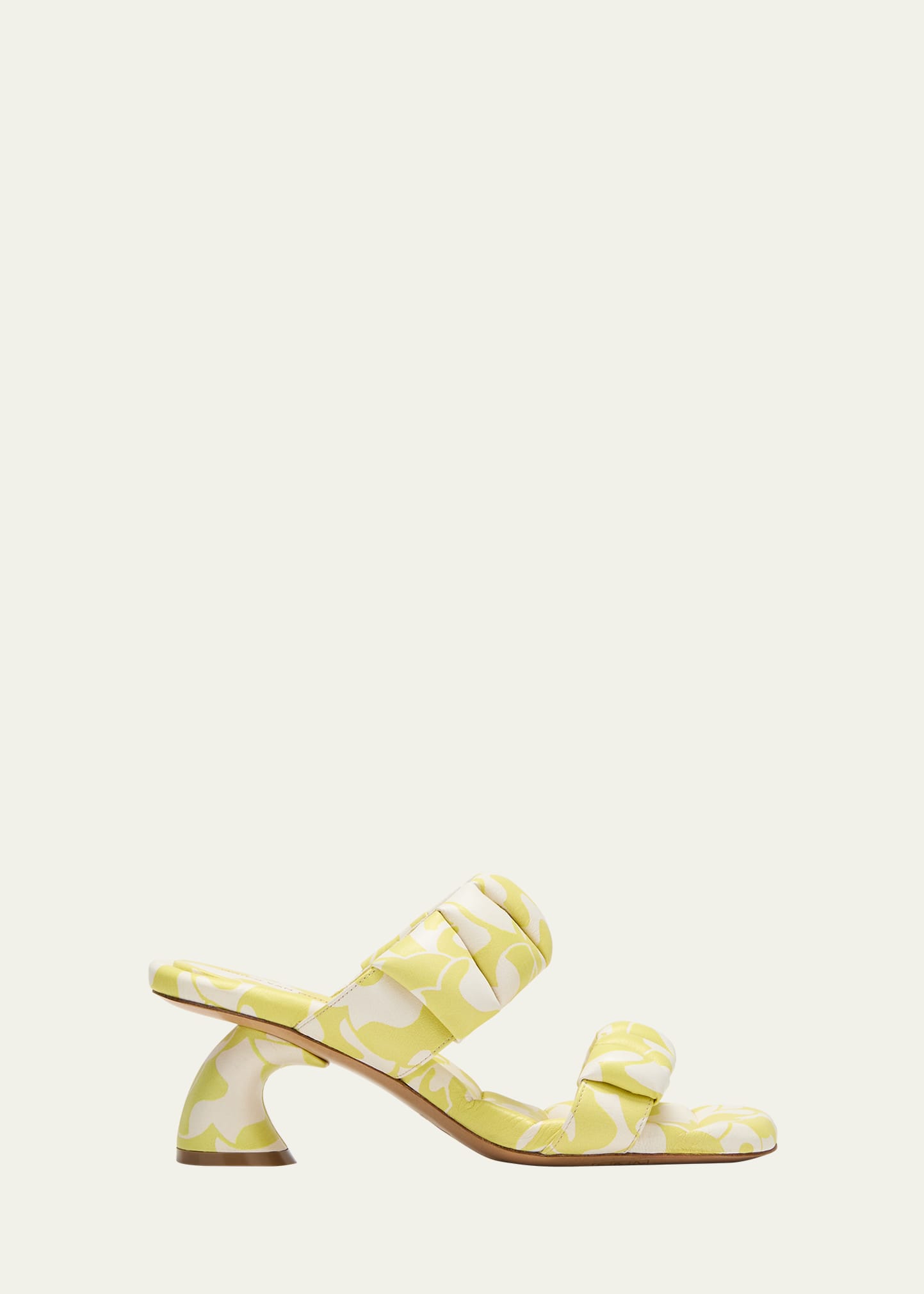 Dries Van Noten Printed Leather Dual-band Slide Sandals In Yellow