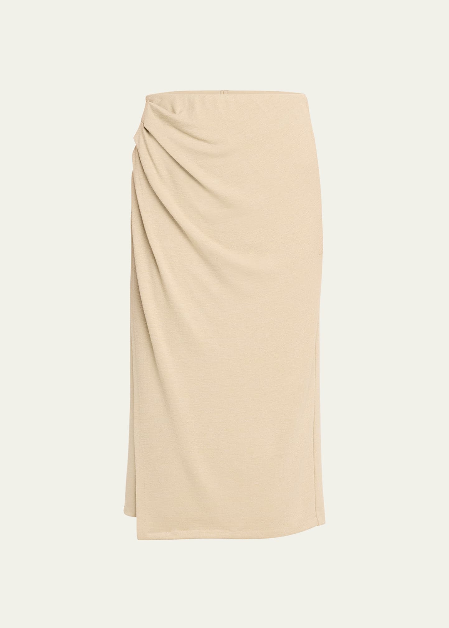 Shop Vince Side-drape Jersey Midi Skirt In Sepia