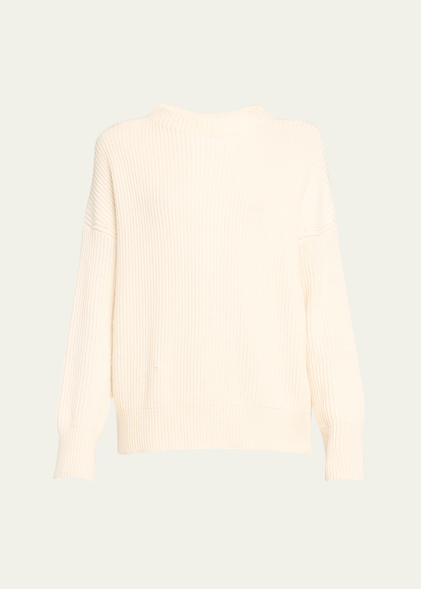Shop Vince Ribbed Funnel-neck Cotton Cashmere Sweater In Ivory