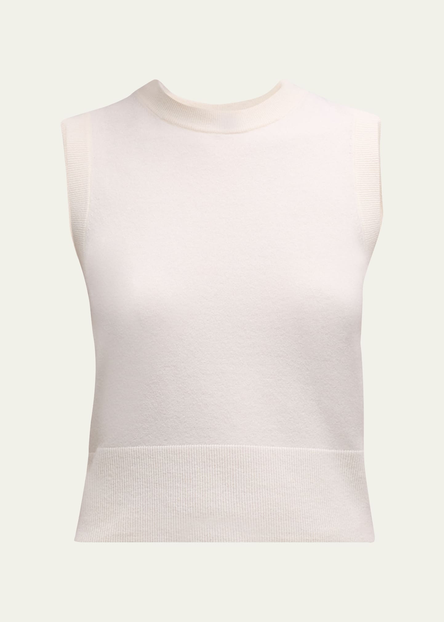 Vince Wool Cashmere Crewneck Shell Top In Off White