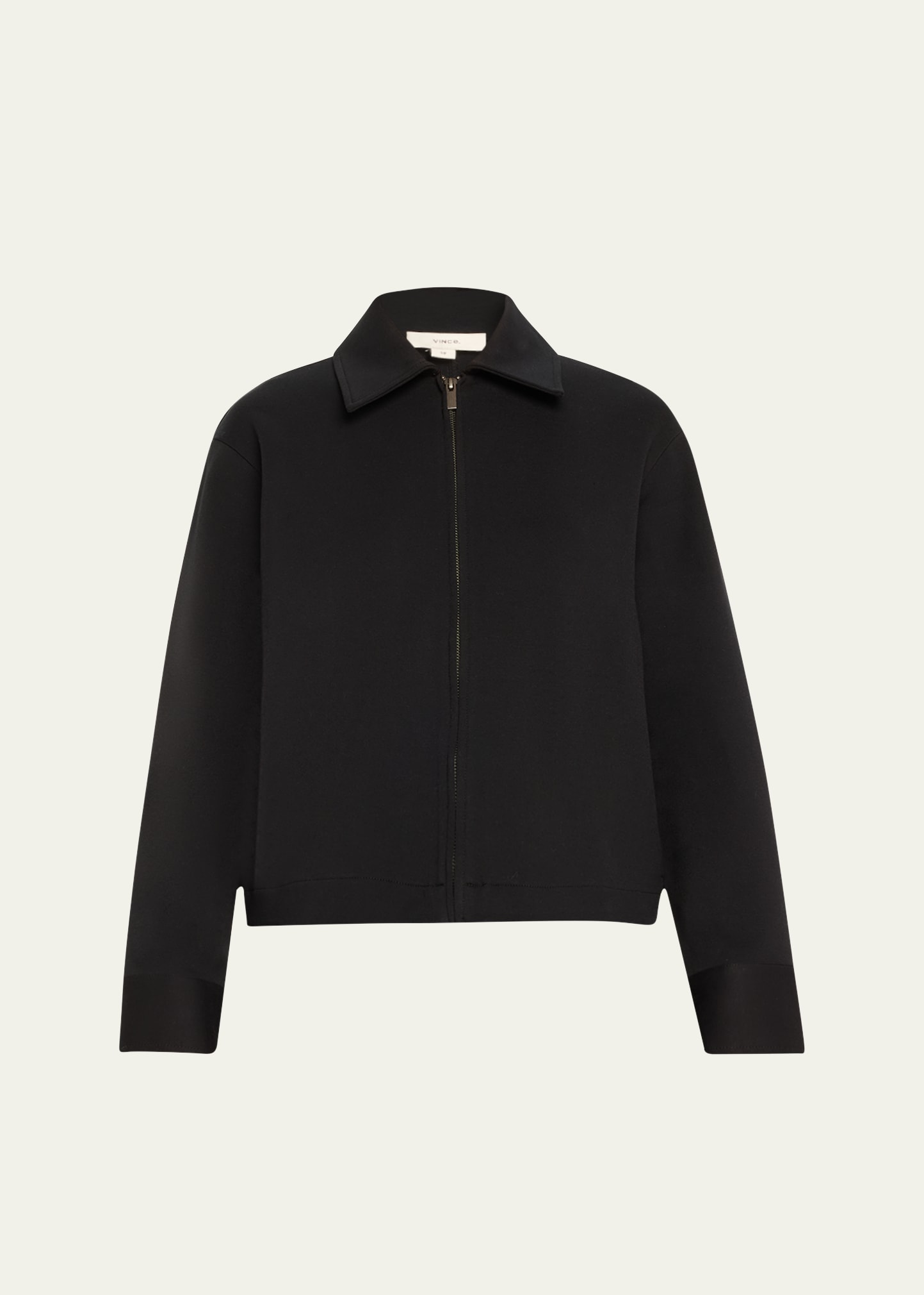 Shop Vince Zip-front Collared Jacket In Black