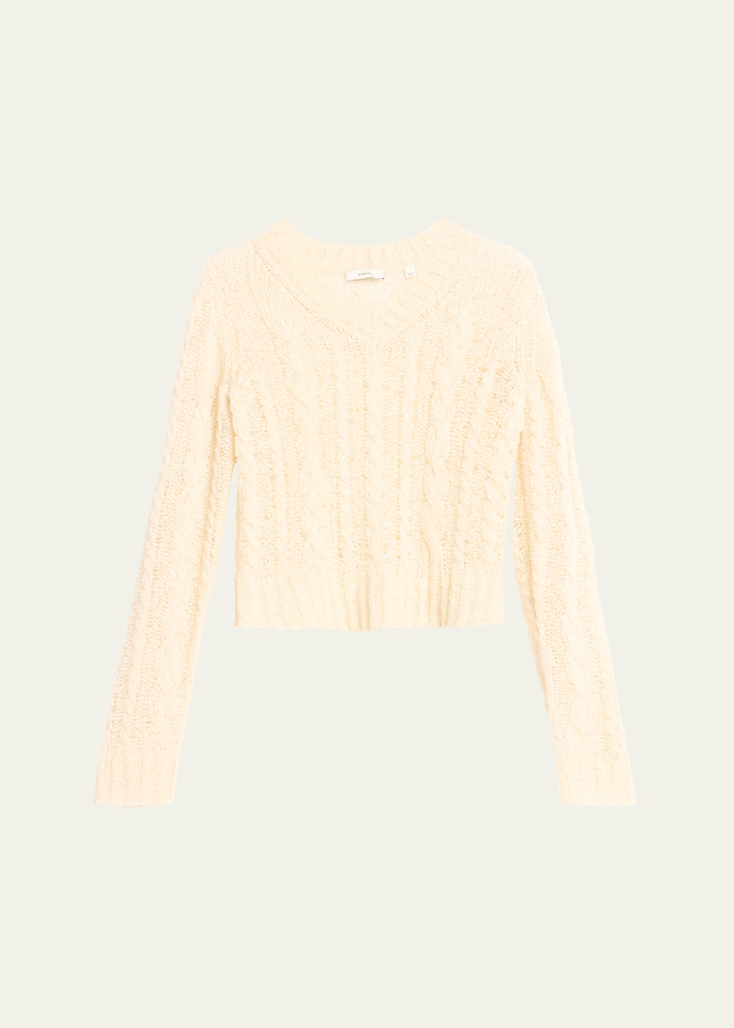 Textured Wool-Blend Cable-Knit V-Neck Sweater