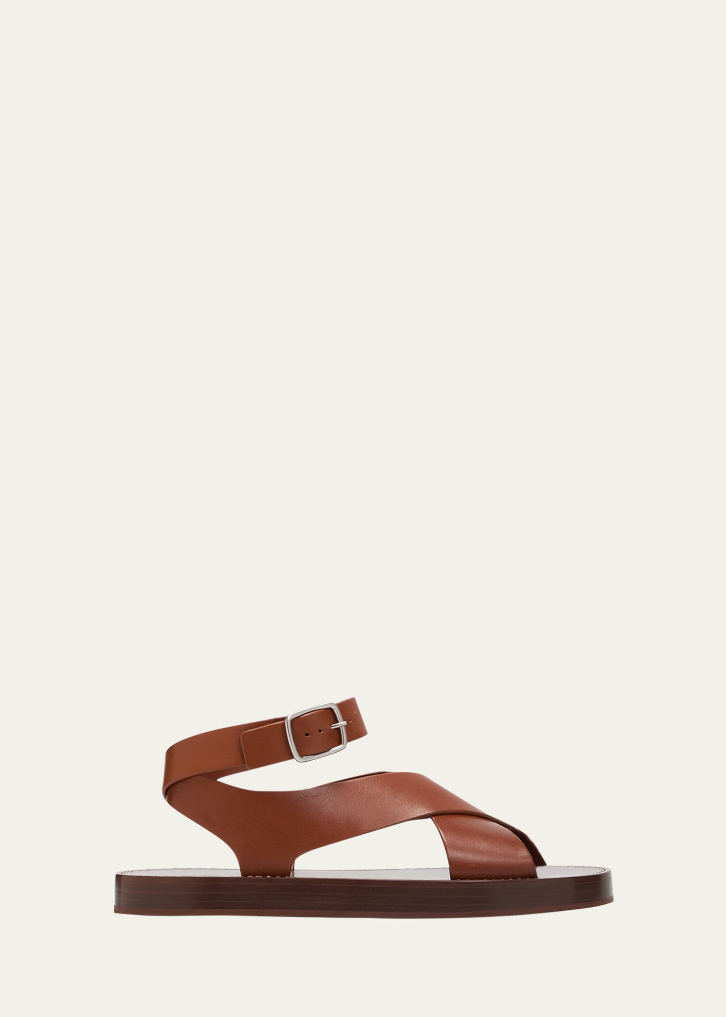 Shop Loro Piana Sumie Leather Crisscross Sandals In E0bv Tanned Gold