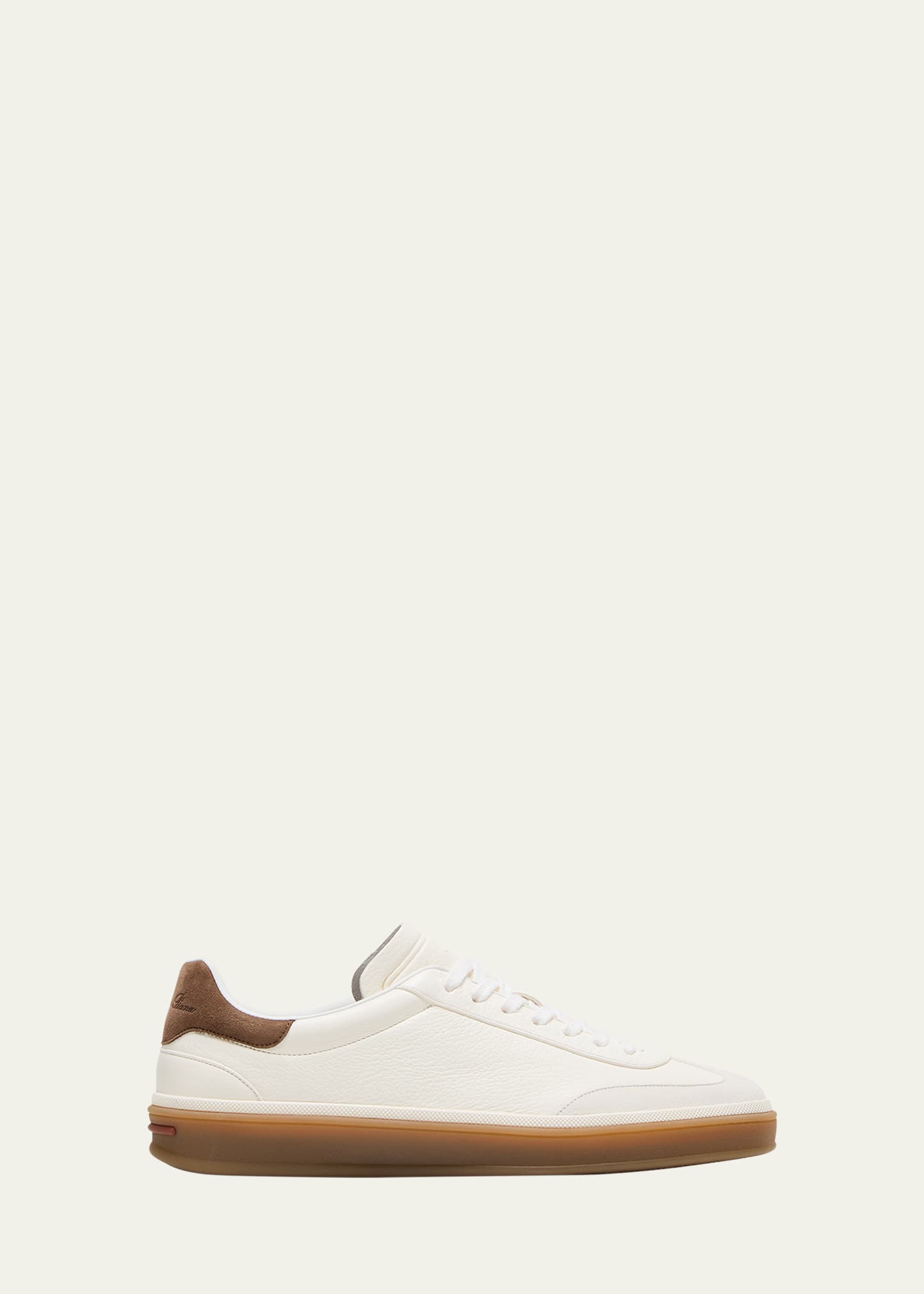 Shop Loro Piana Mixed Leather Low-top Tennis Sneakers In White