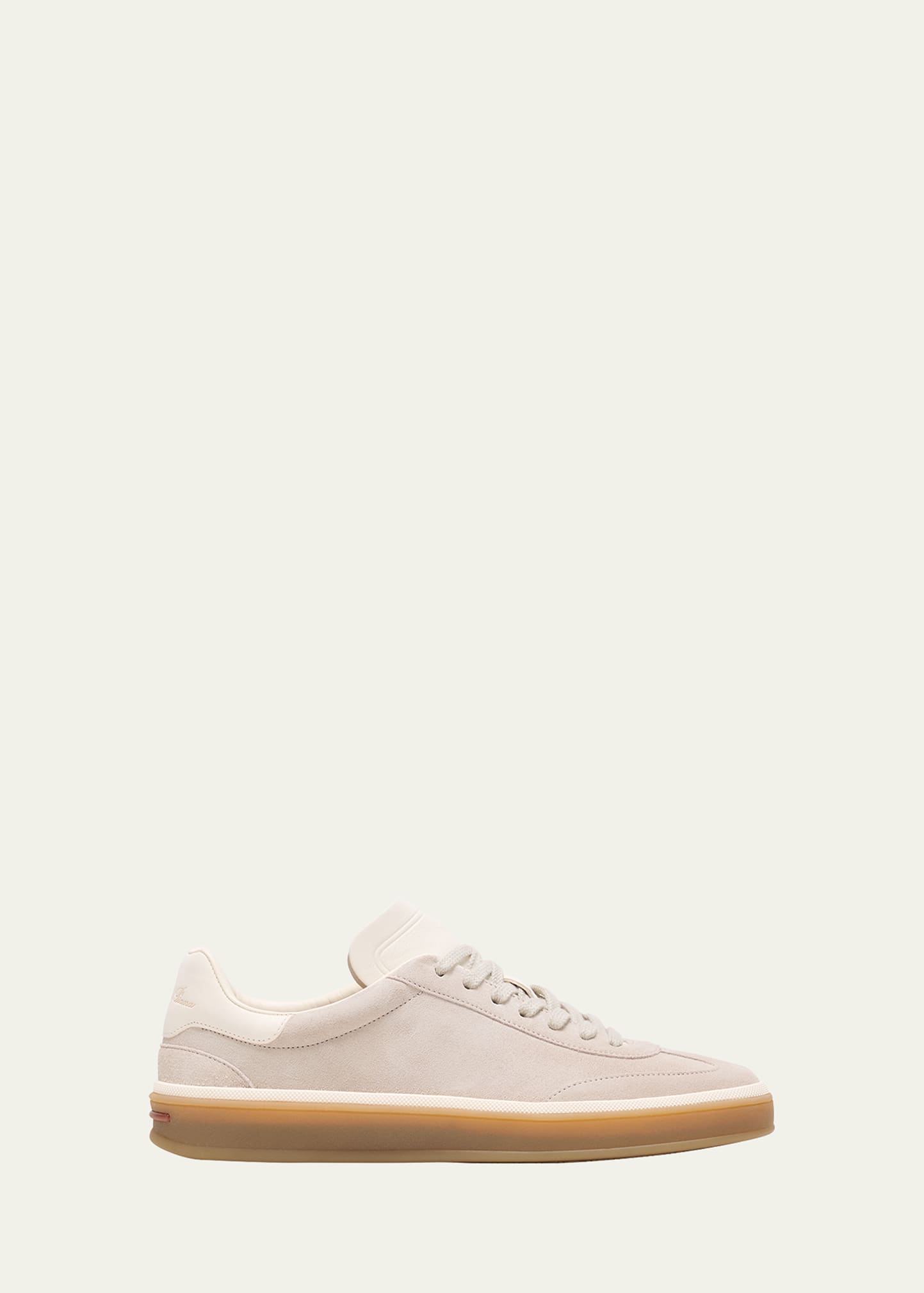 Shop Loro Piana Mixed Leather Low-top Tennis Sneakers In A760 Powder Pearl