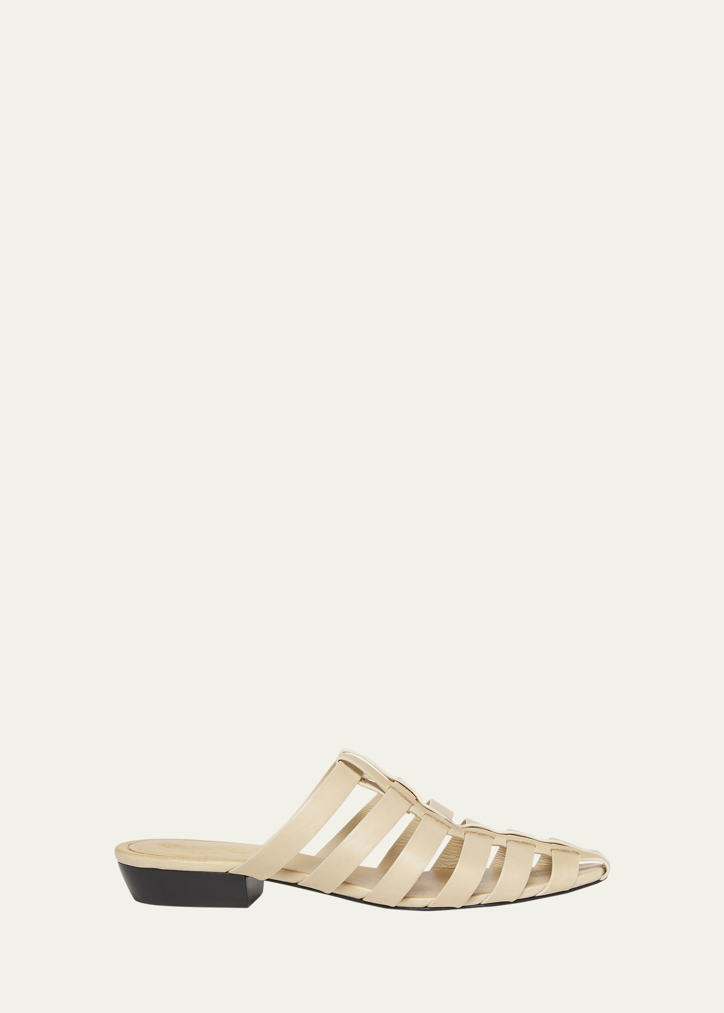 Shop Loro Piana Kaede Caged Leather Mule Sandals In D0iv Melonpan