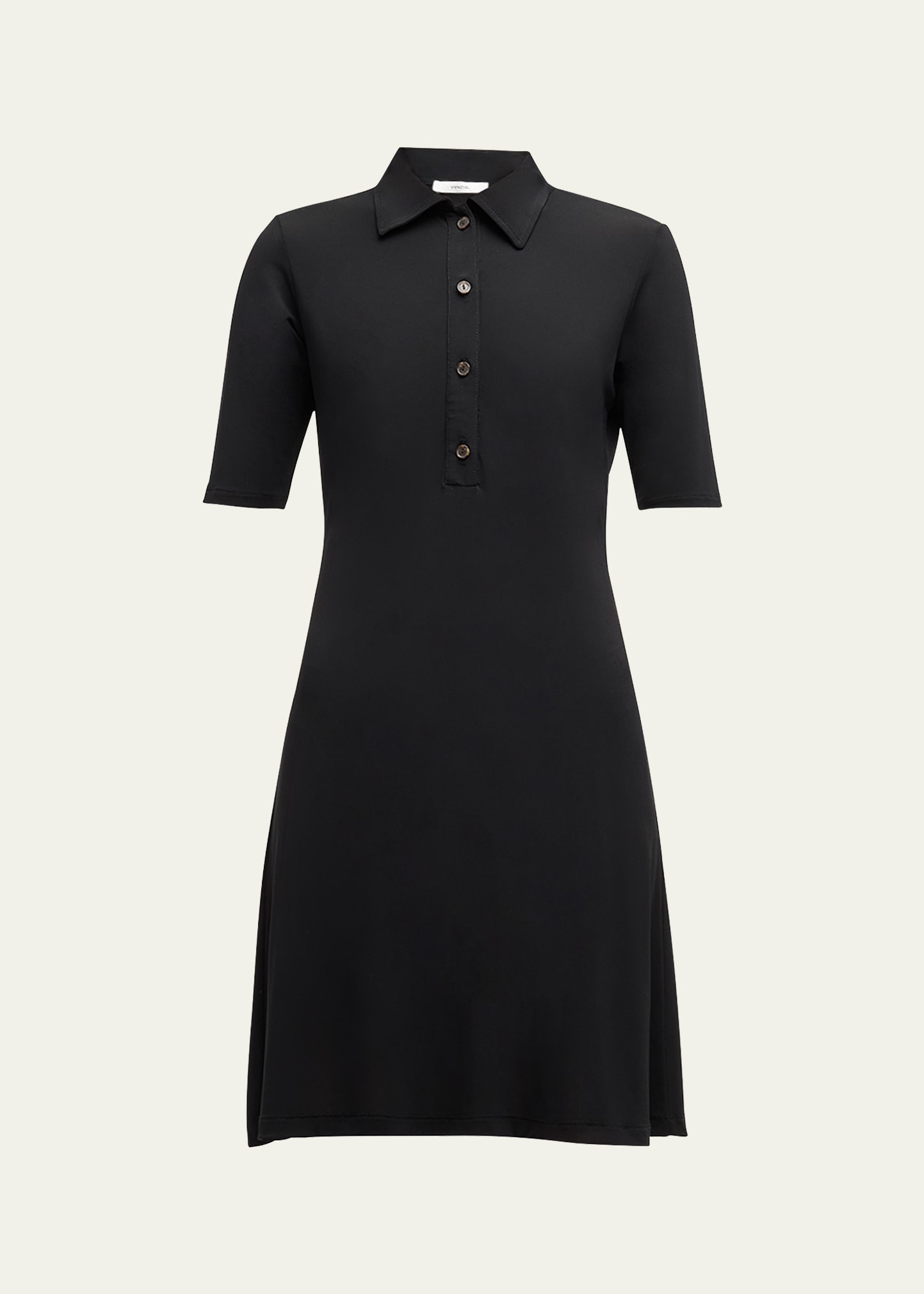 Vince Elbow Sleeve Polo Mini Dress In Black