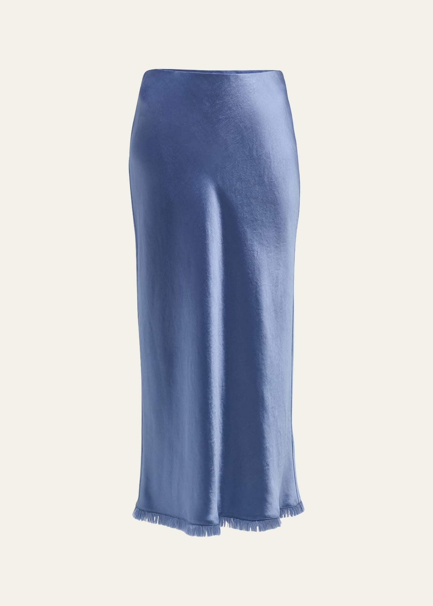 Vince Frayed-edge Bias Midi Skirt In Azure Gem