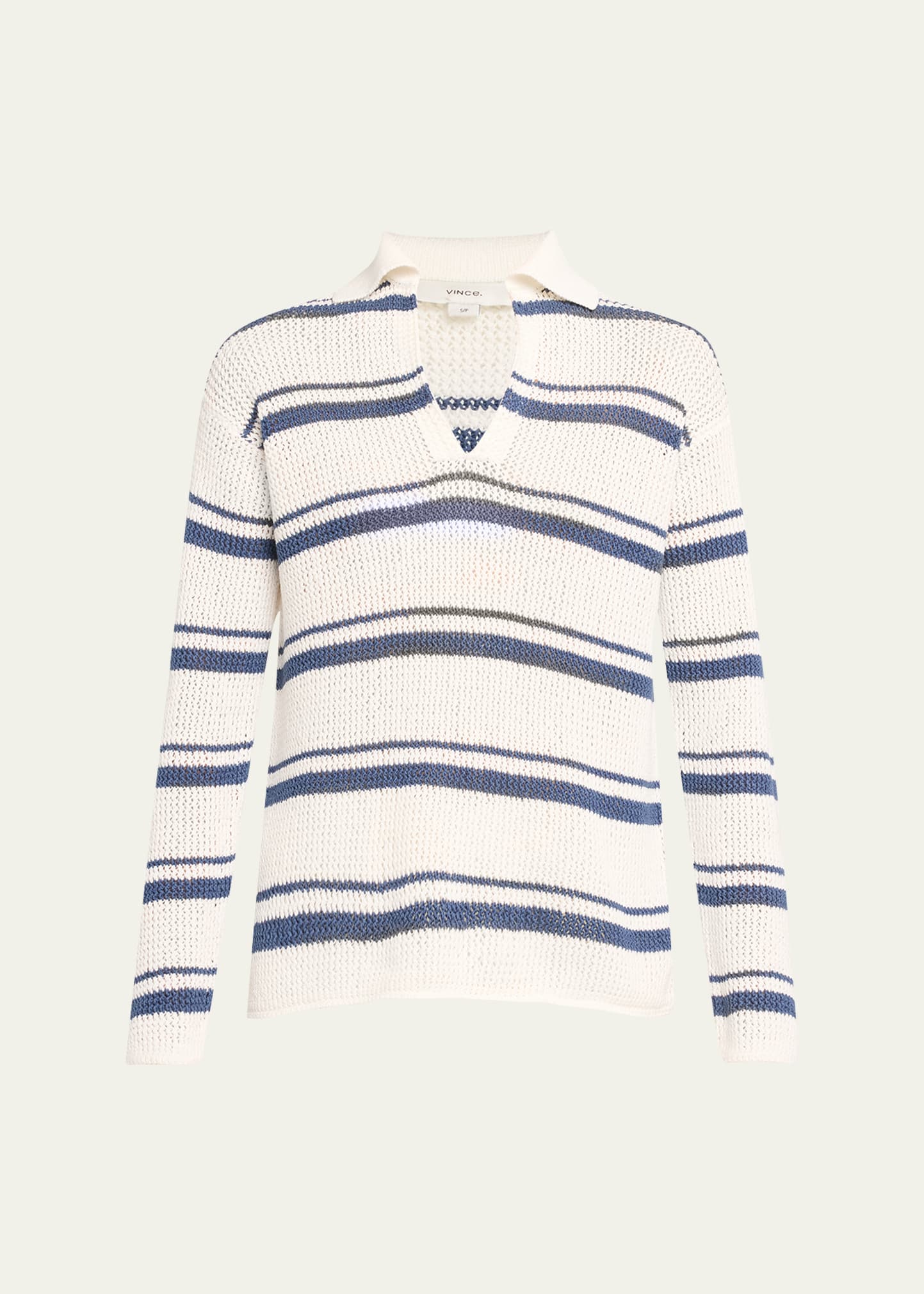 Shop Vince Racked Ribbed Stripe Pullover Sweater In Off White Combo