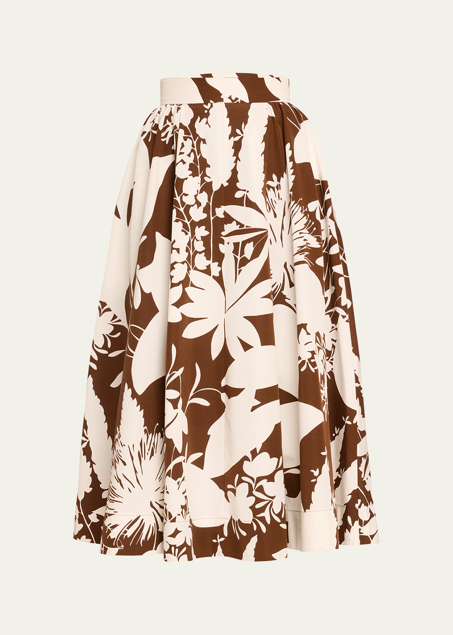 Shop Michael Kors Shadow Floral Midi Skirt In Nutmeg/o W