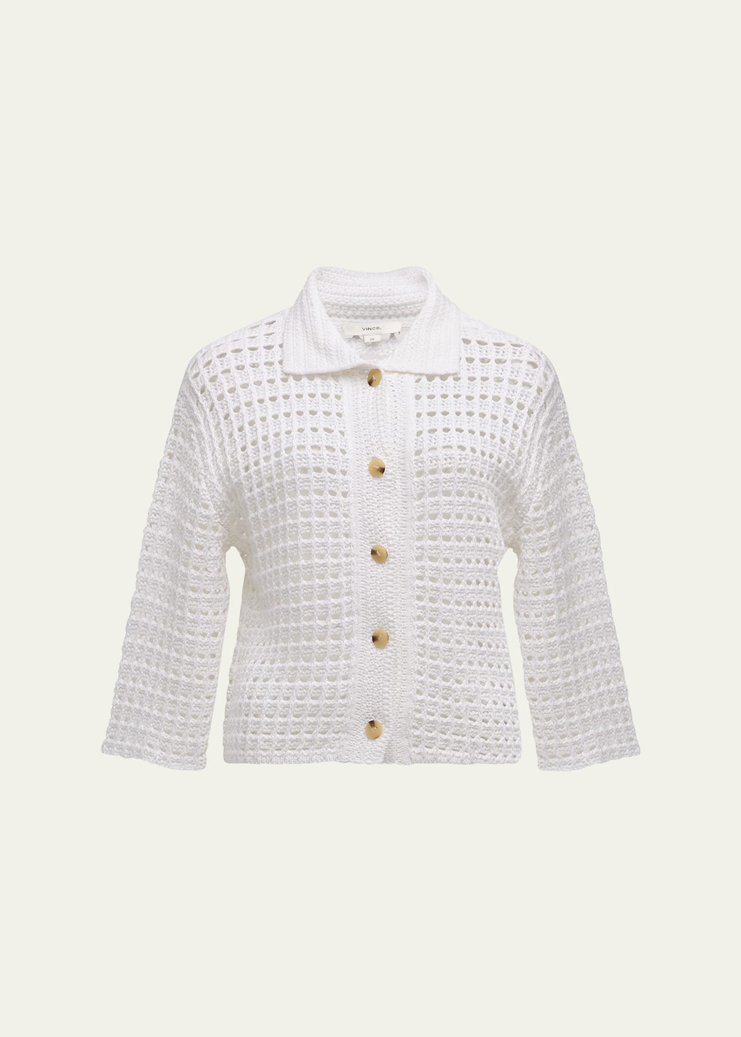 Shop Vince Block Stitch 3/4-sleeve Cotton Jacket In Optic White