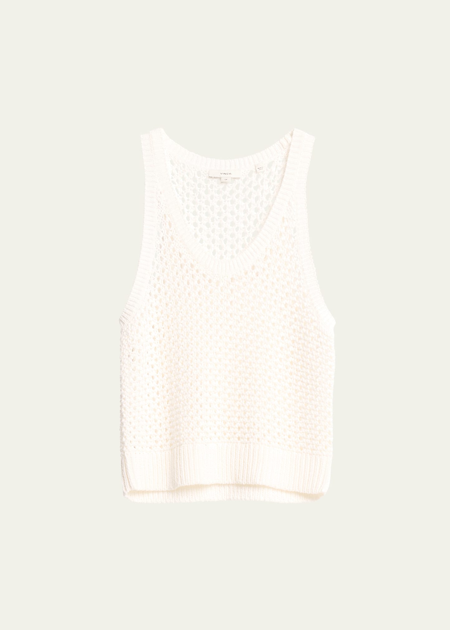 Vince Mesh Stitch V-neck Tank Top In Optic White