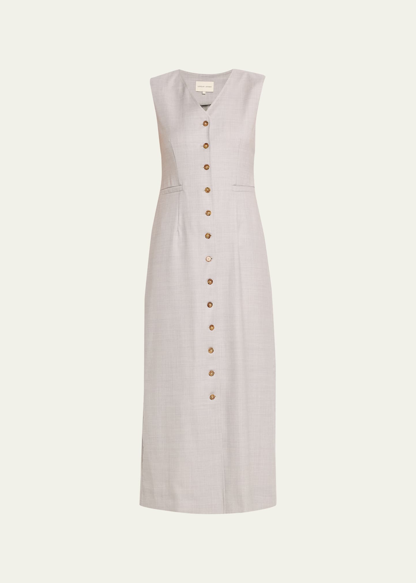 Loulou Studio Idka Wool Midi Dress In Feather Grey Mela