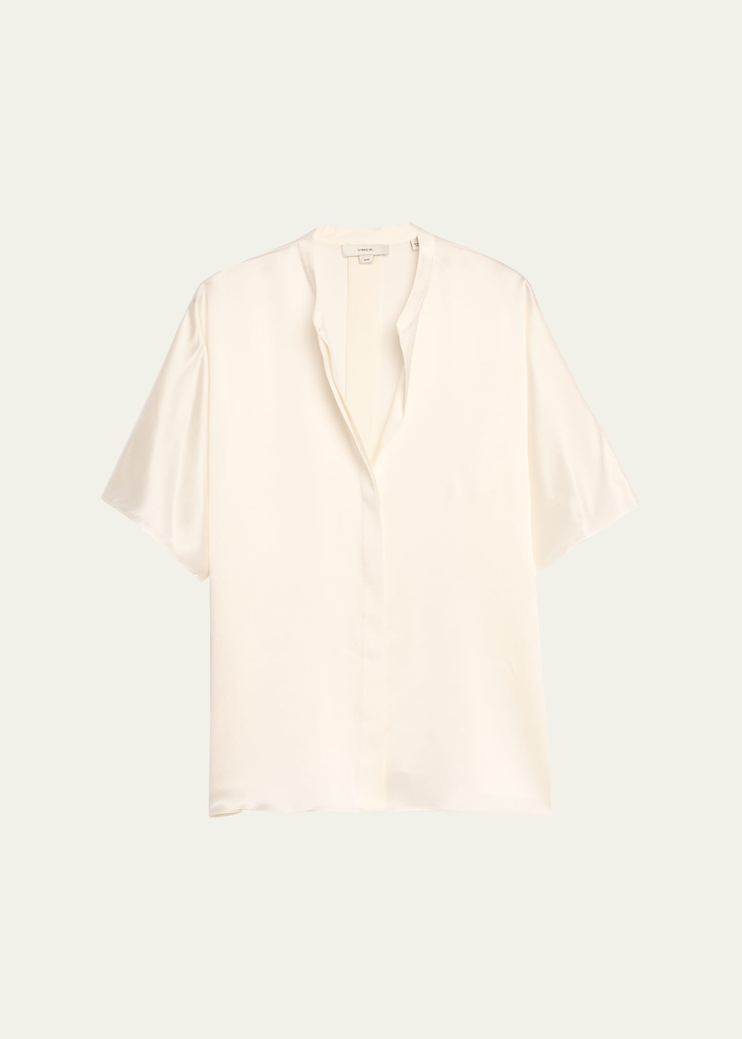Shop Vince Short-sleeve Dolman Button-front Silk Blouse In Off White