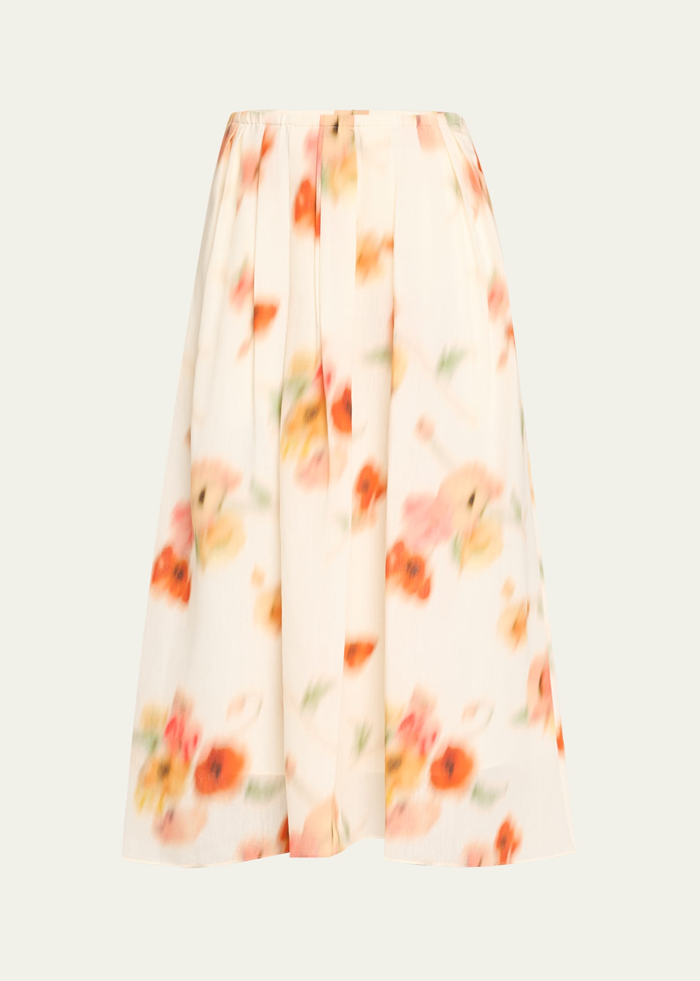 Poppy Blur Gathered Midi Skirt