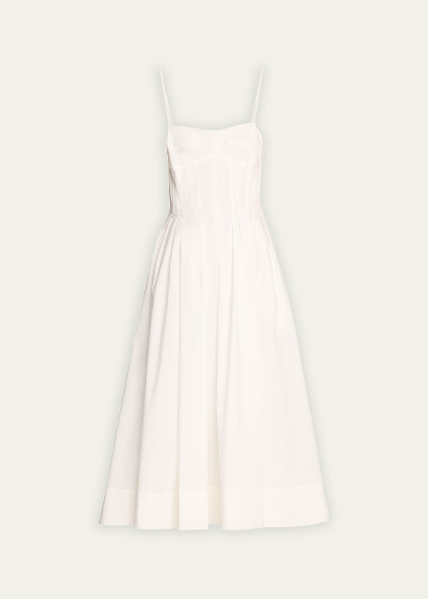 Shop Simkhai Kittiya Sleeveless A-line Midi Bustier Dress In White